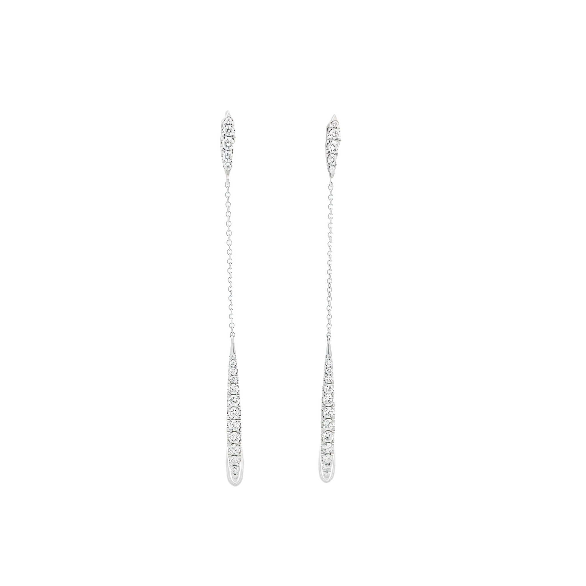 14k White Gold Diamond Hoops