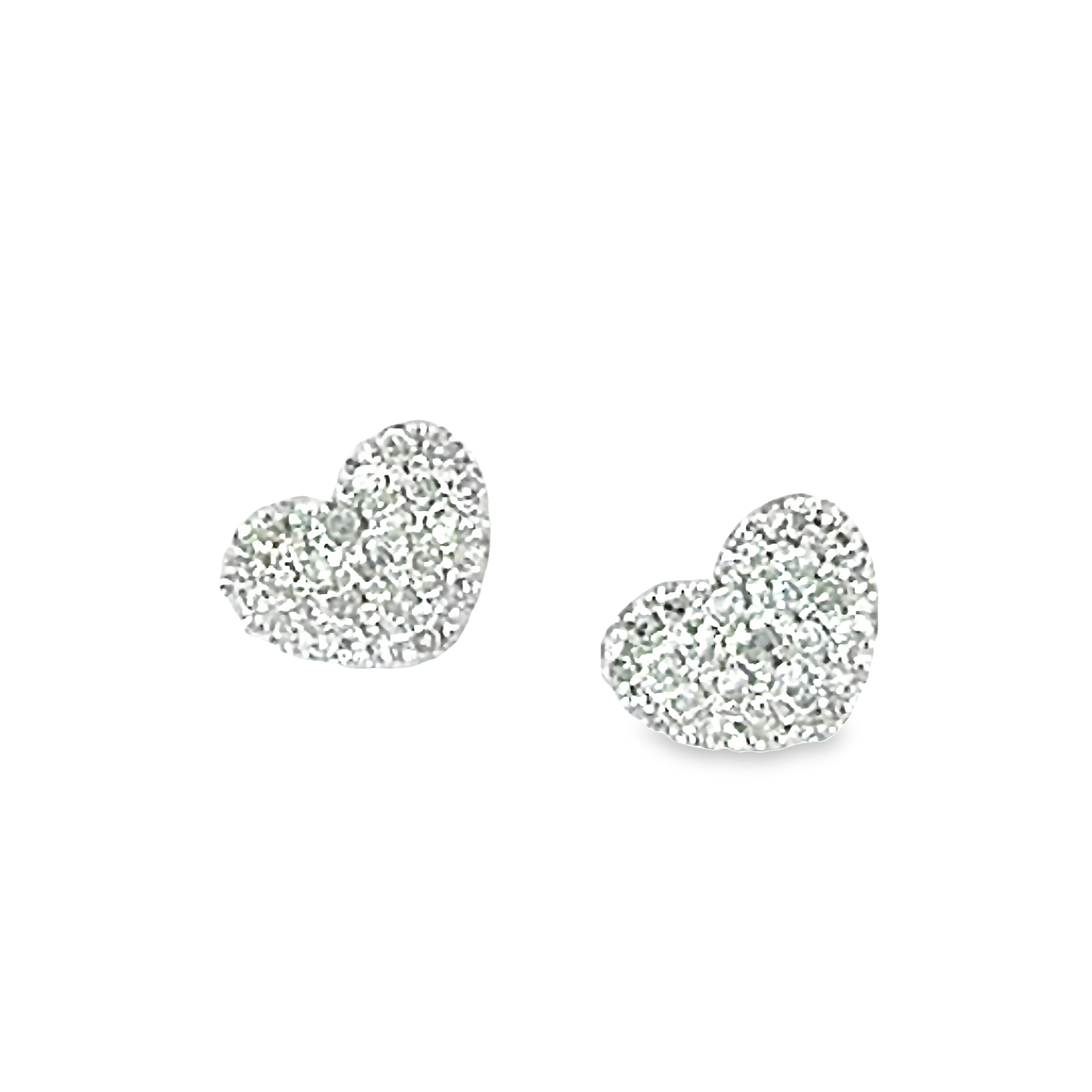 14 Karat white gold Heart Stud Earrings with 48=0.15total weight single cut G I Diamonds