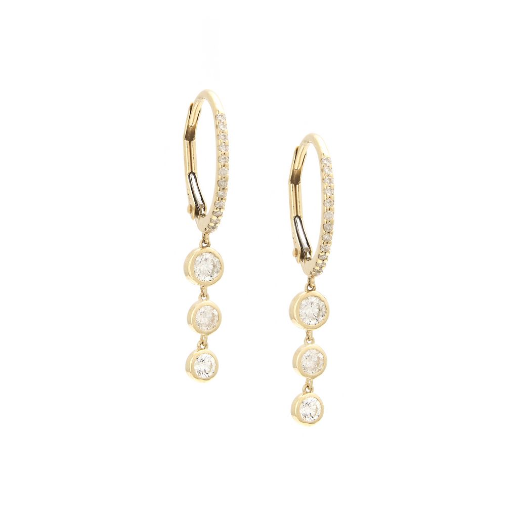 14k Yellow Gold Diamond Dangle Earrings