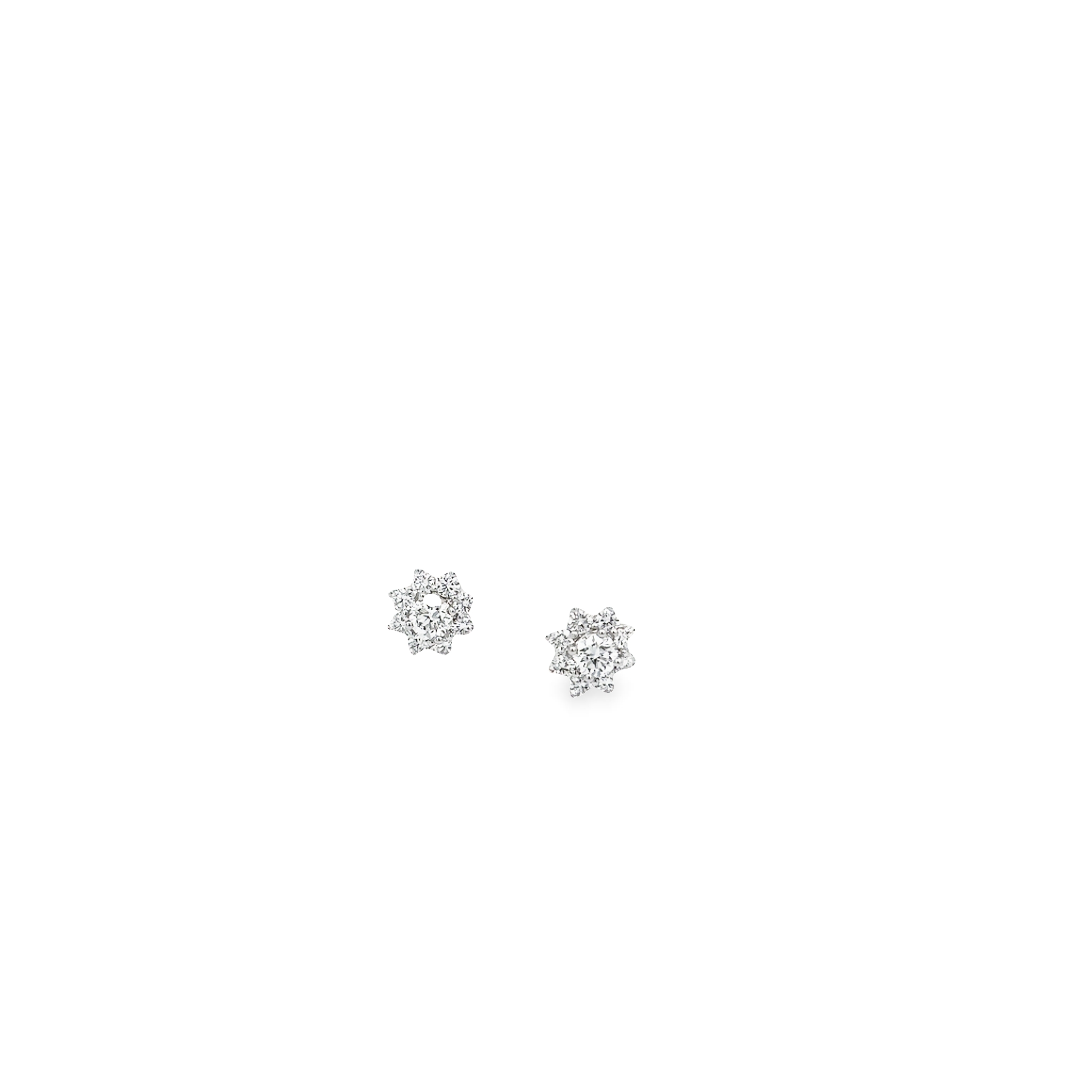 14 Karat White Gold Earrings With 2=0.52 Total Weight Round Brilliant G Vs Diamonds And 16=0.70 Total Weight Round Brilliant G Vs Diamonds