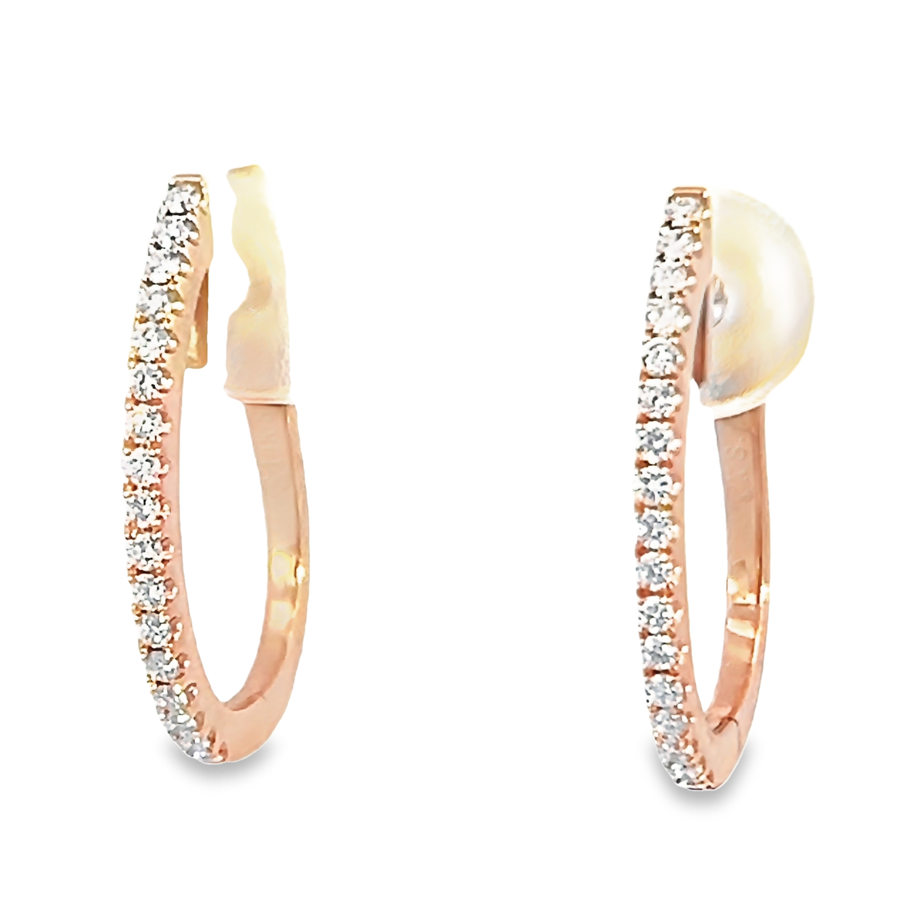 14k Rose Gold Elongated Hoop Earrings