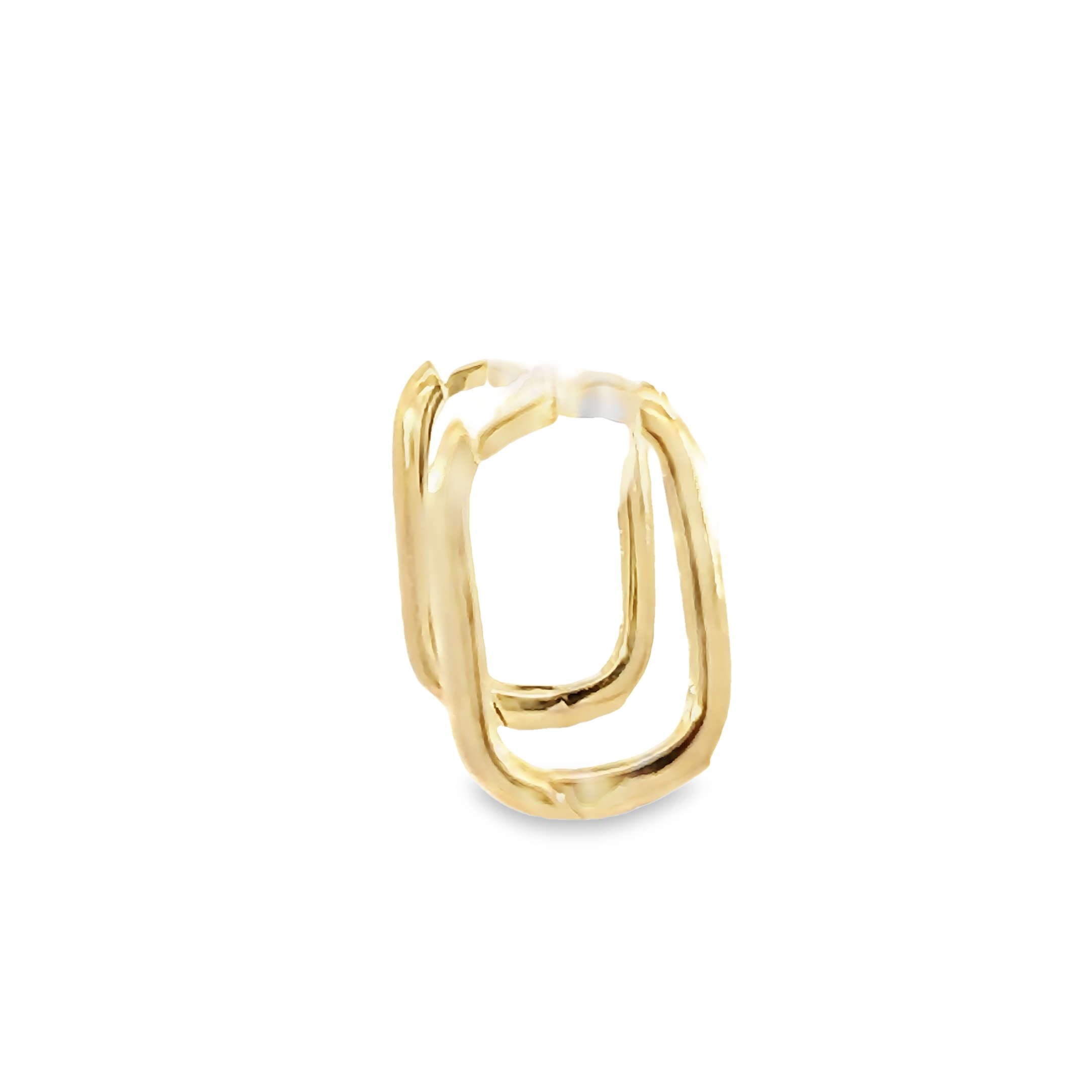 14k Yellow Gold Diamond Squared Hoop Earrings