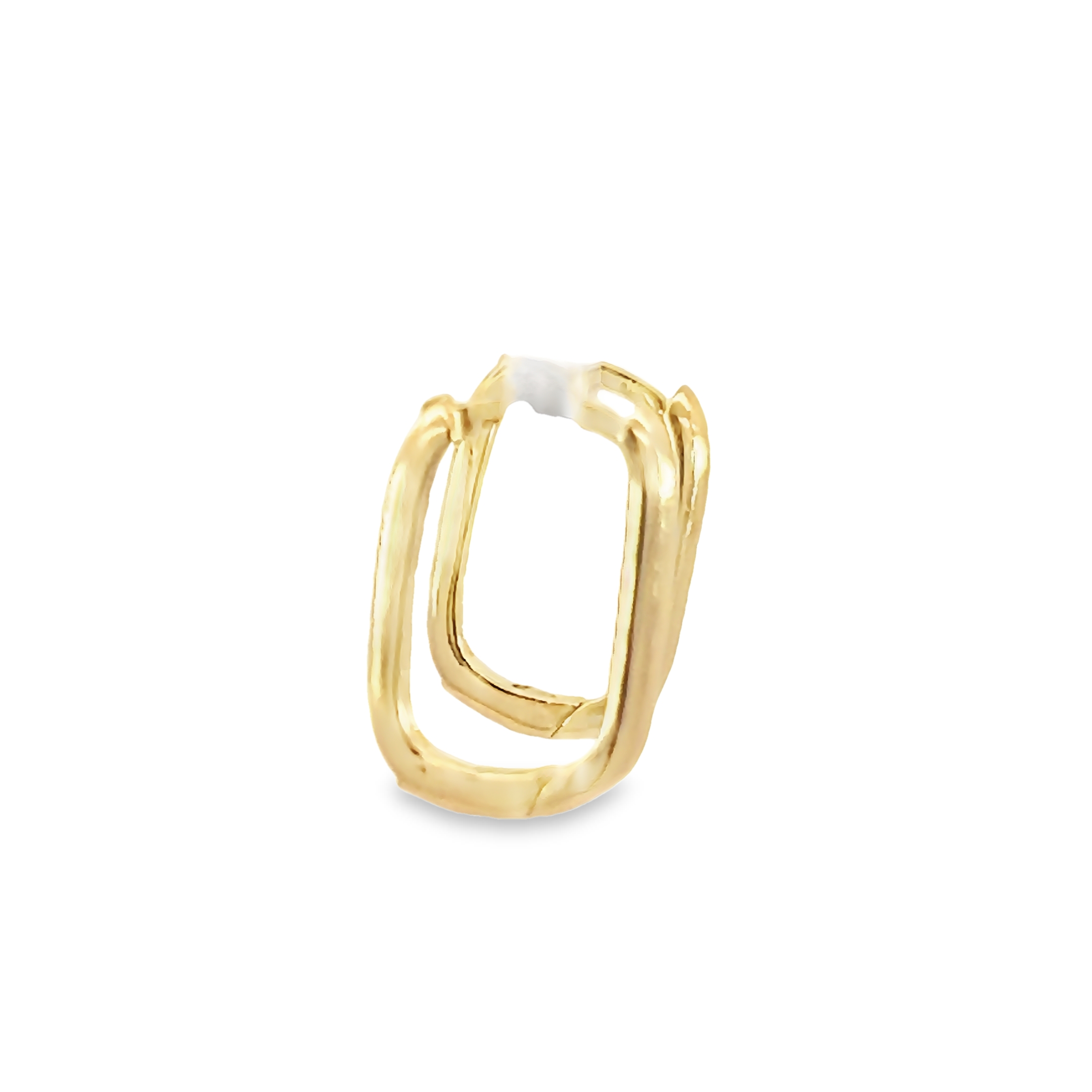 14k Yellow Gold Diamond Squared Hoop Earrings