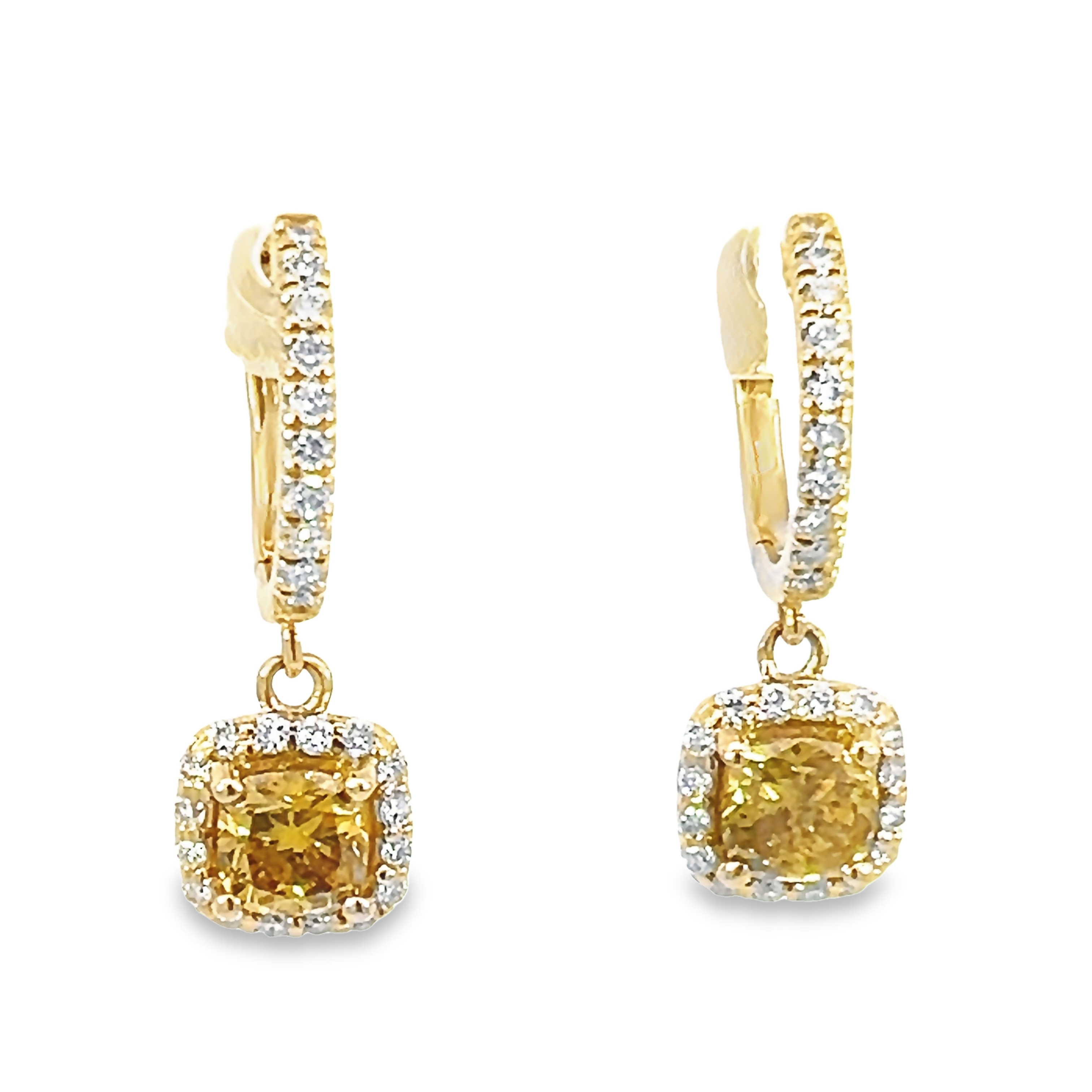 14k Yellow Gold Yellow Diamond Earrings