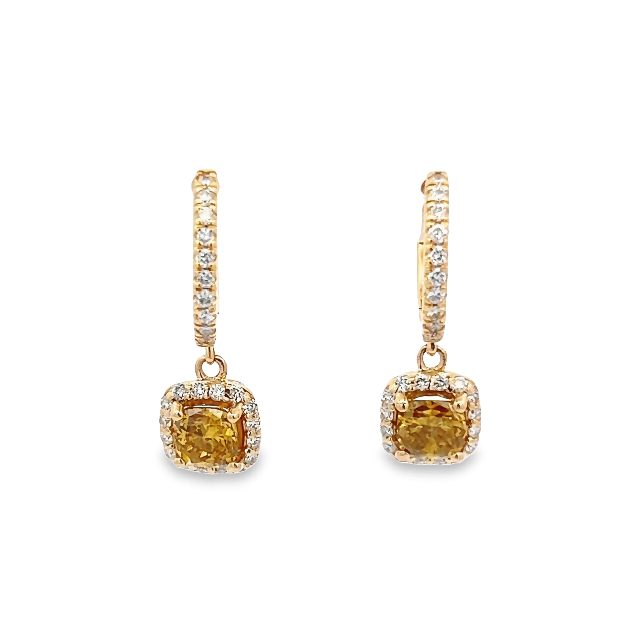 14k Yellow Gold Yellow Diamond Earrings