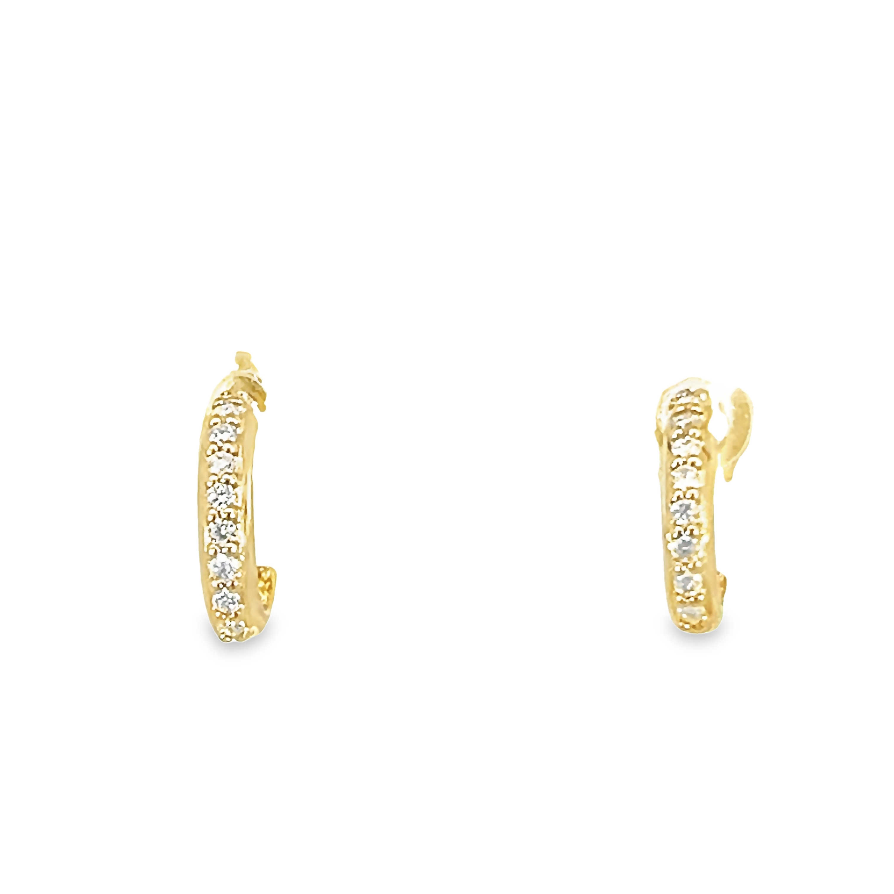 14k Yellow Gold Diamond Hoop Earrings