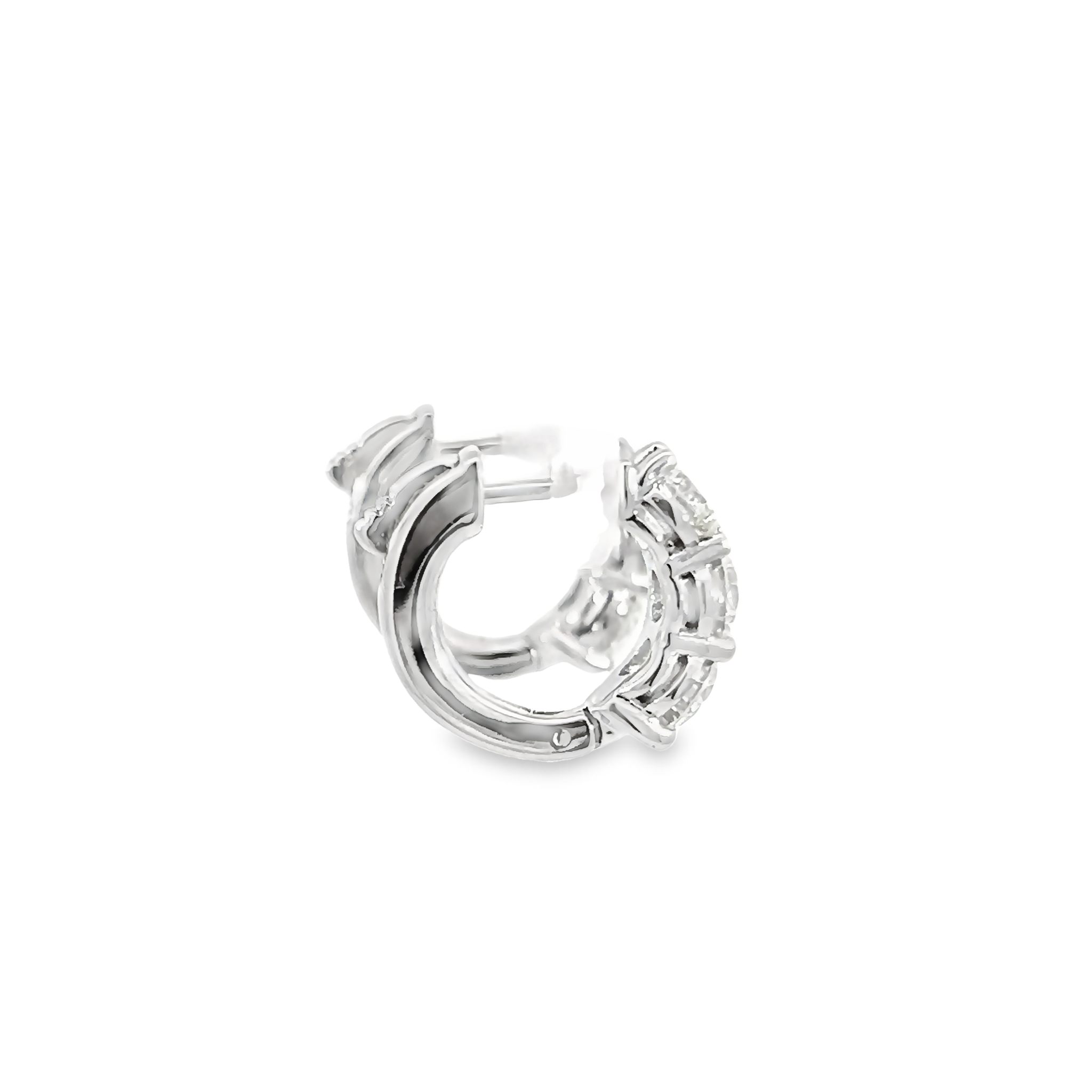 14k White Gold Diamond Hoop Earrings