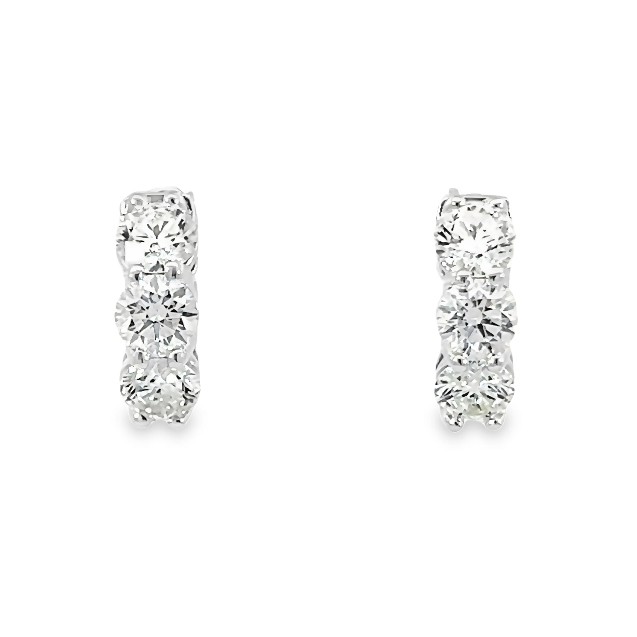 14k White Gold Diamond Hoop Earrings