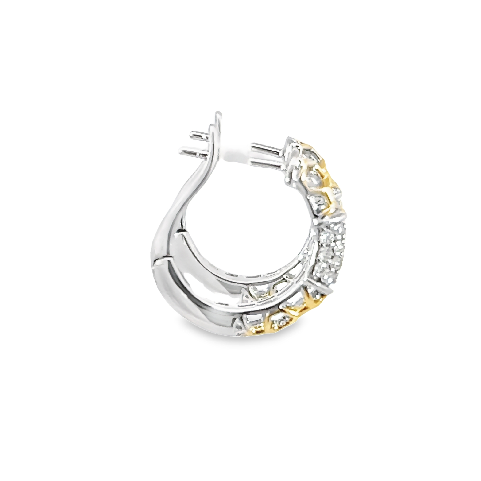 Sterling Silver And Yellow Gold Diamond Hoop Earrings