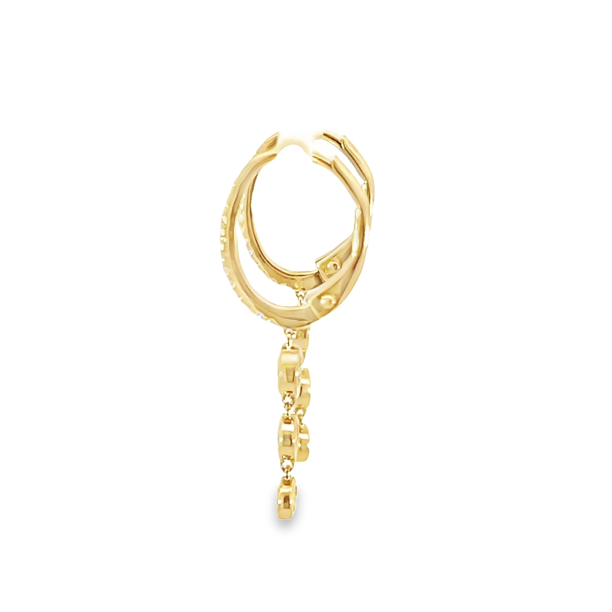 14k Yellow Gold Diamond Dangle Earrings