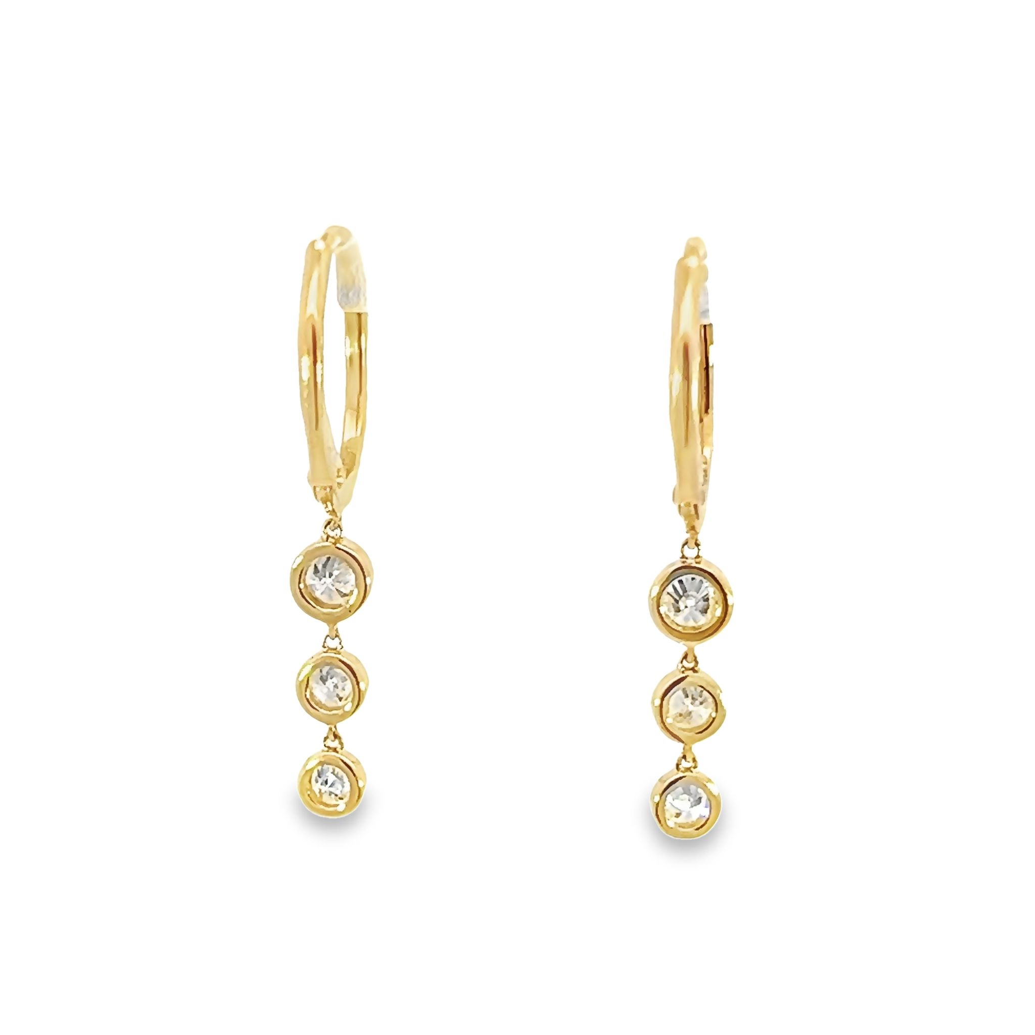 14k Yellow Gold Diamond Dangle Earrings