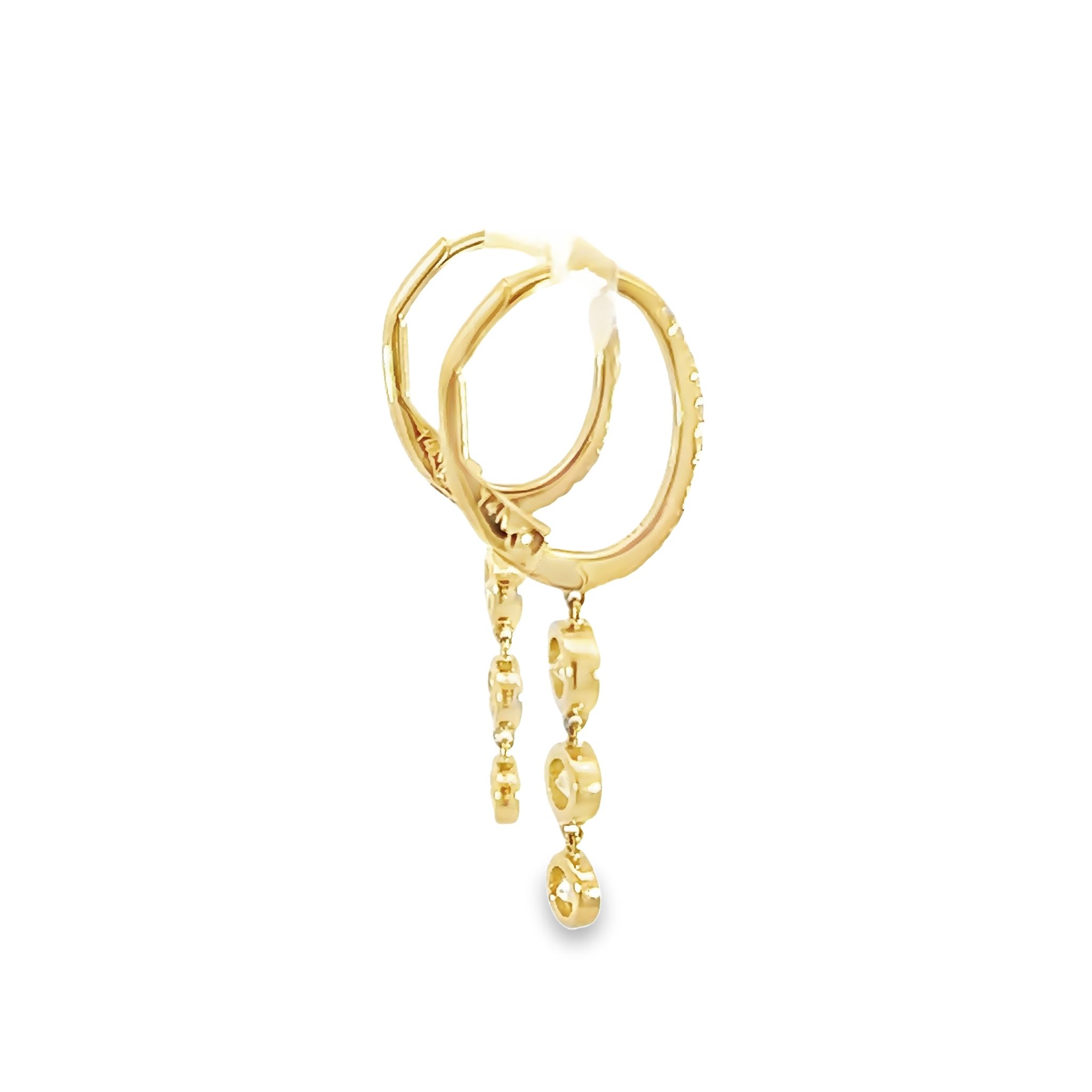 14k Yellow Gold Diamond Dangle Earrings