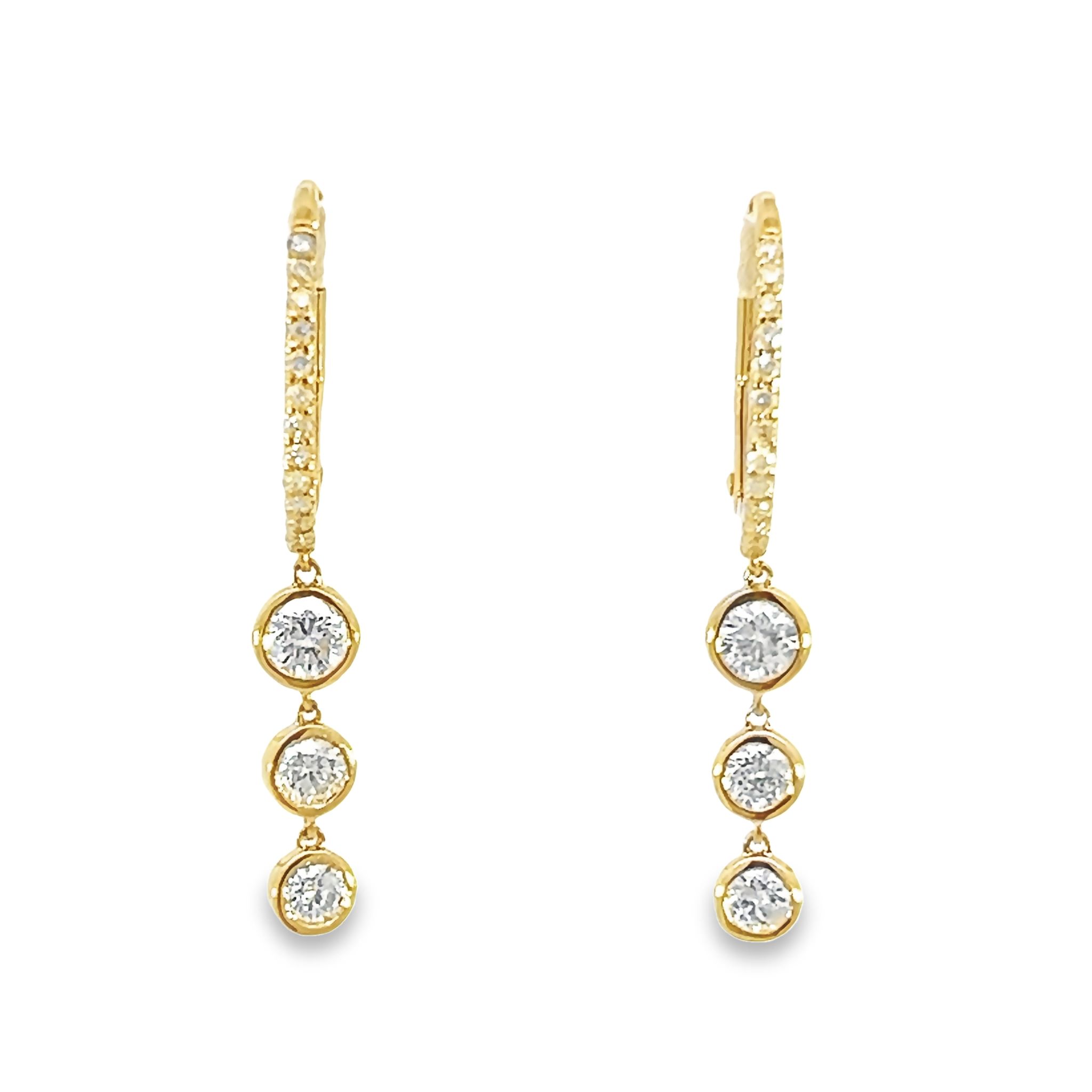 14k Yellow Gold Diamond Dangle Earrings