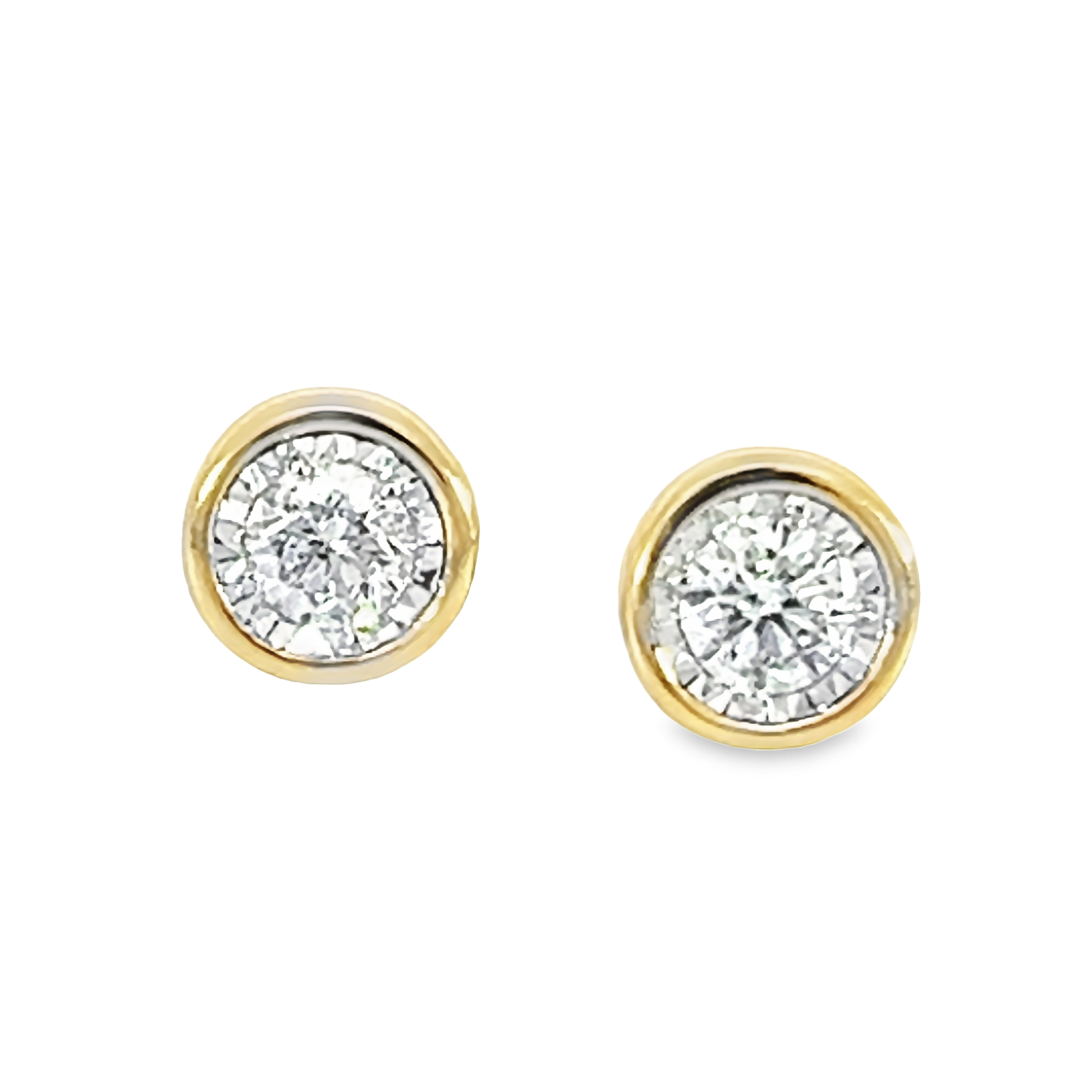 14k Yellow Gold Diamond Stud Earrings