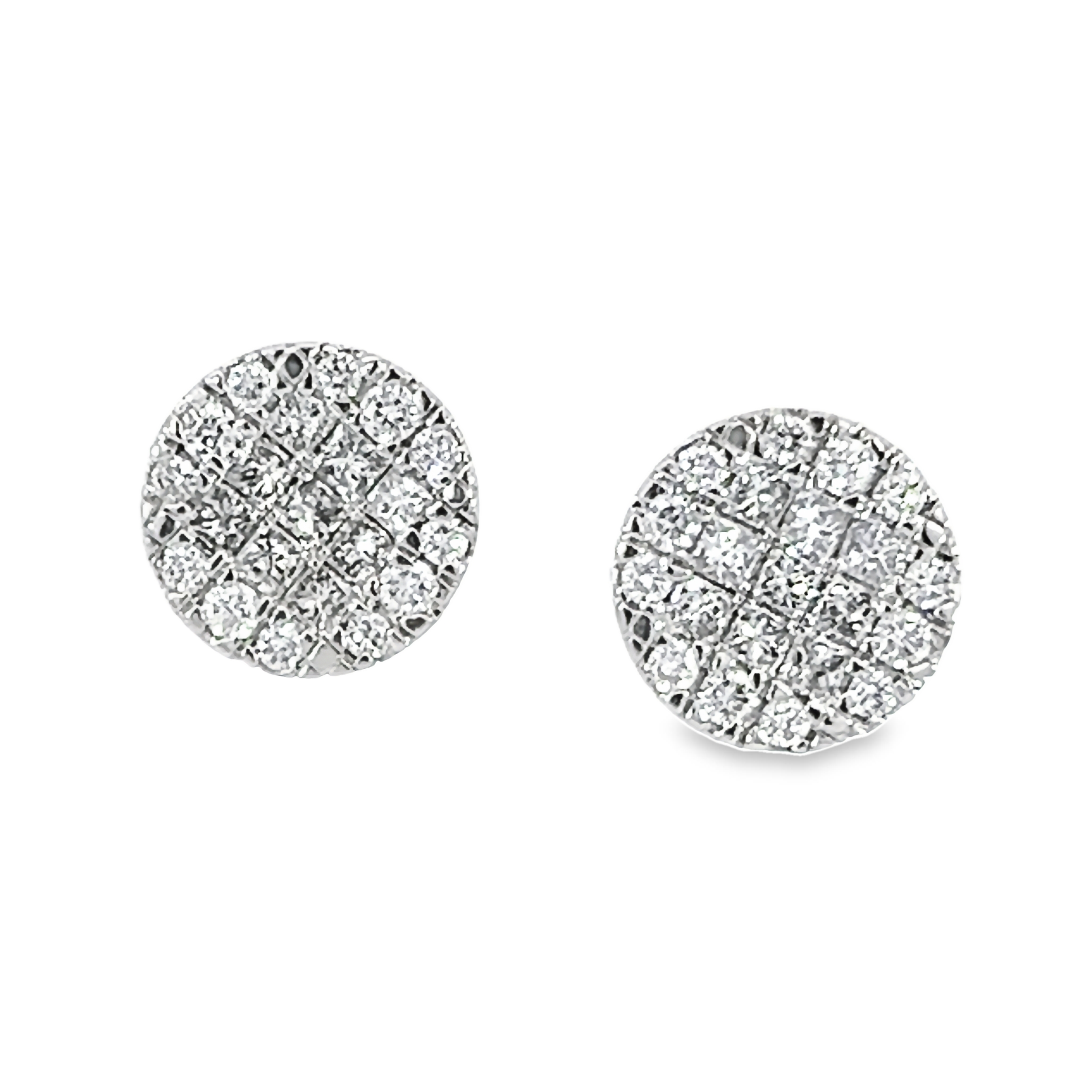 14k White Gold Diamond Cluster Stud Earrings