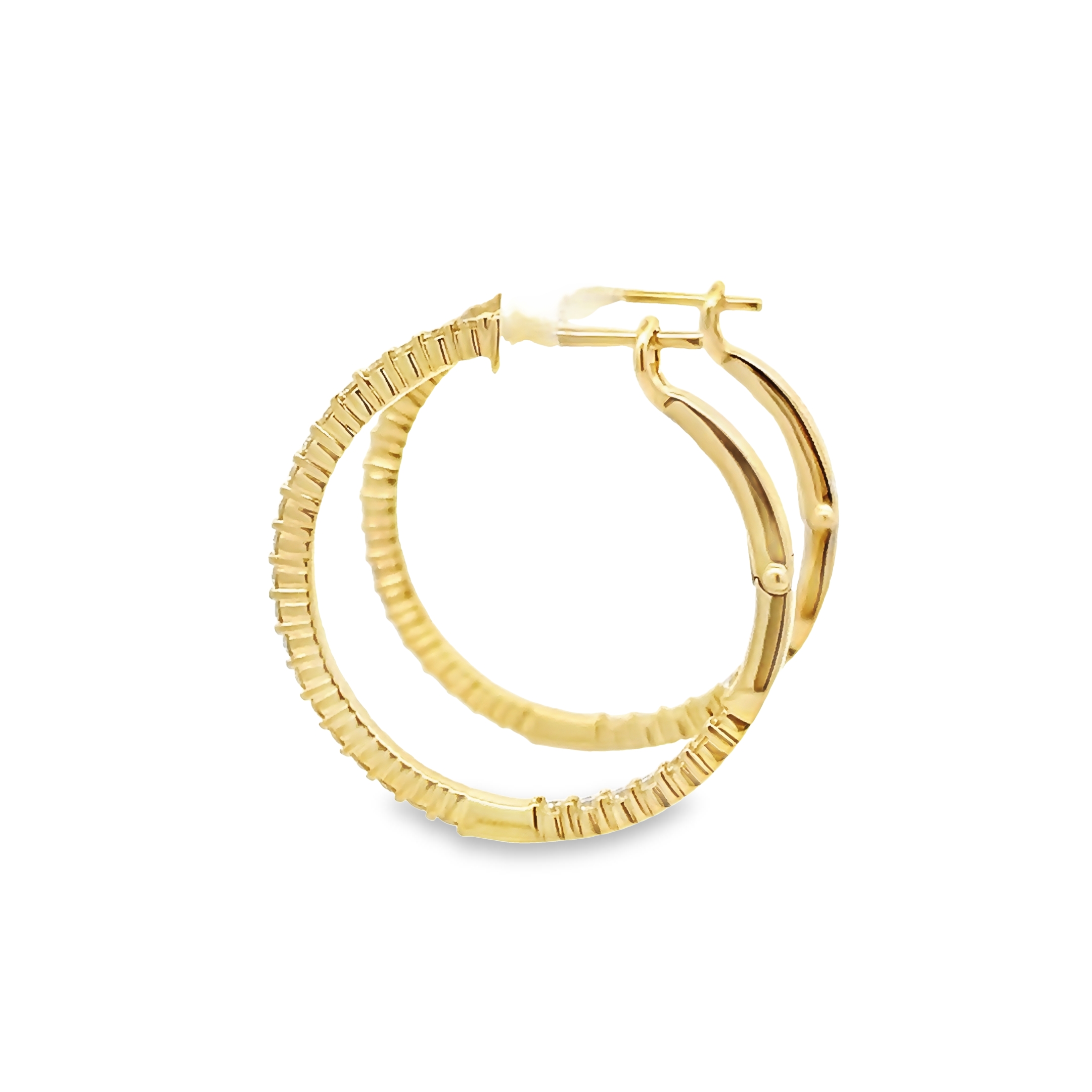 14k Yellow Gold Diamond Hoop Earrings
