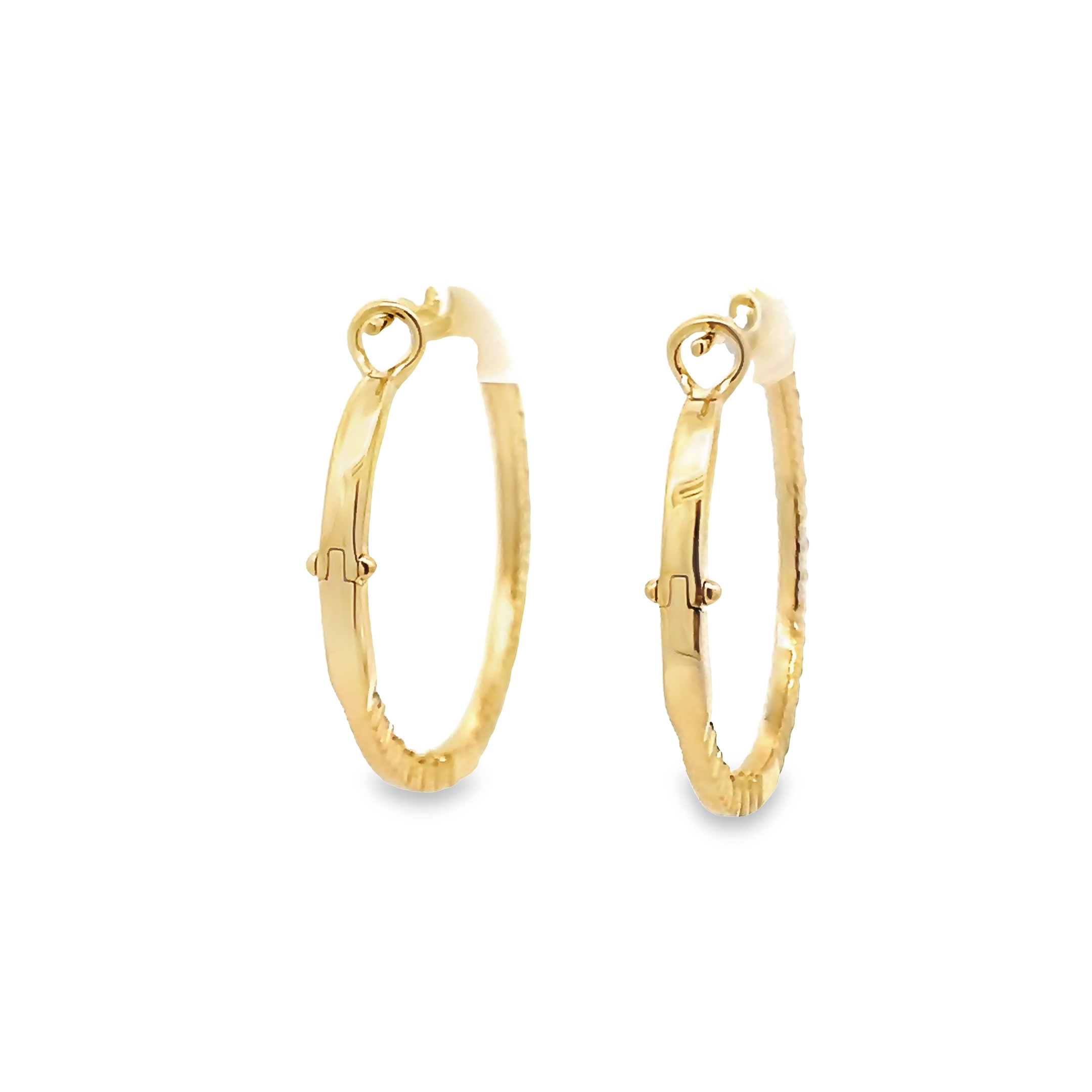 14k Yellow Gold Diamond Hoop Earrings
