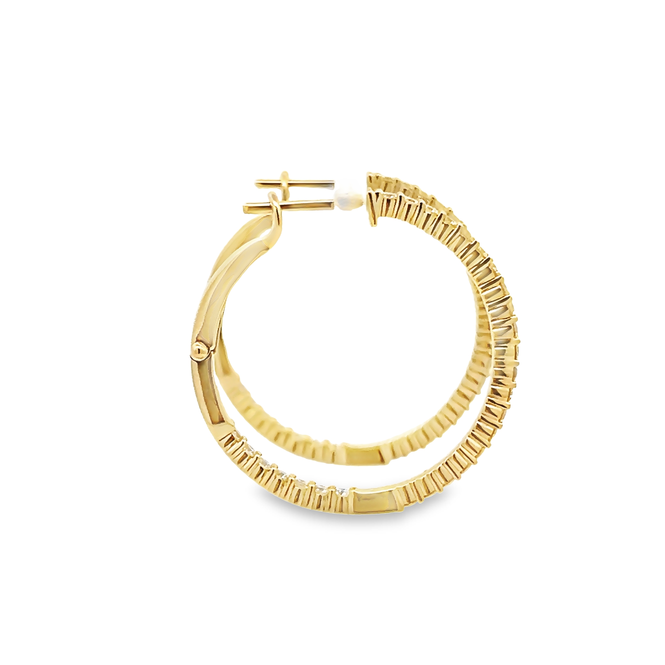 14k Yellow Gold Diamond Hoop Earrings