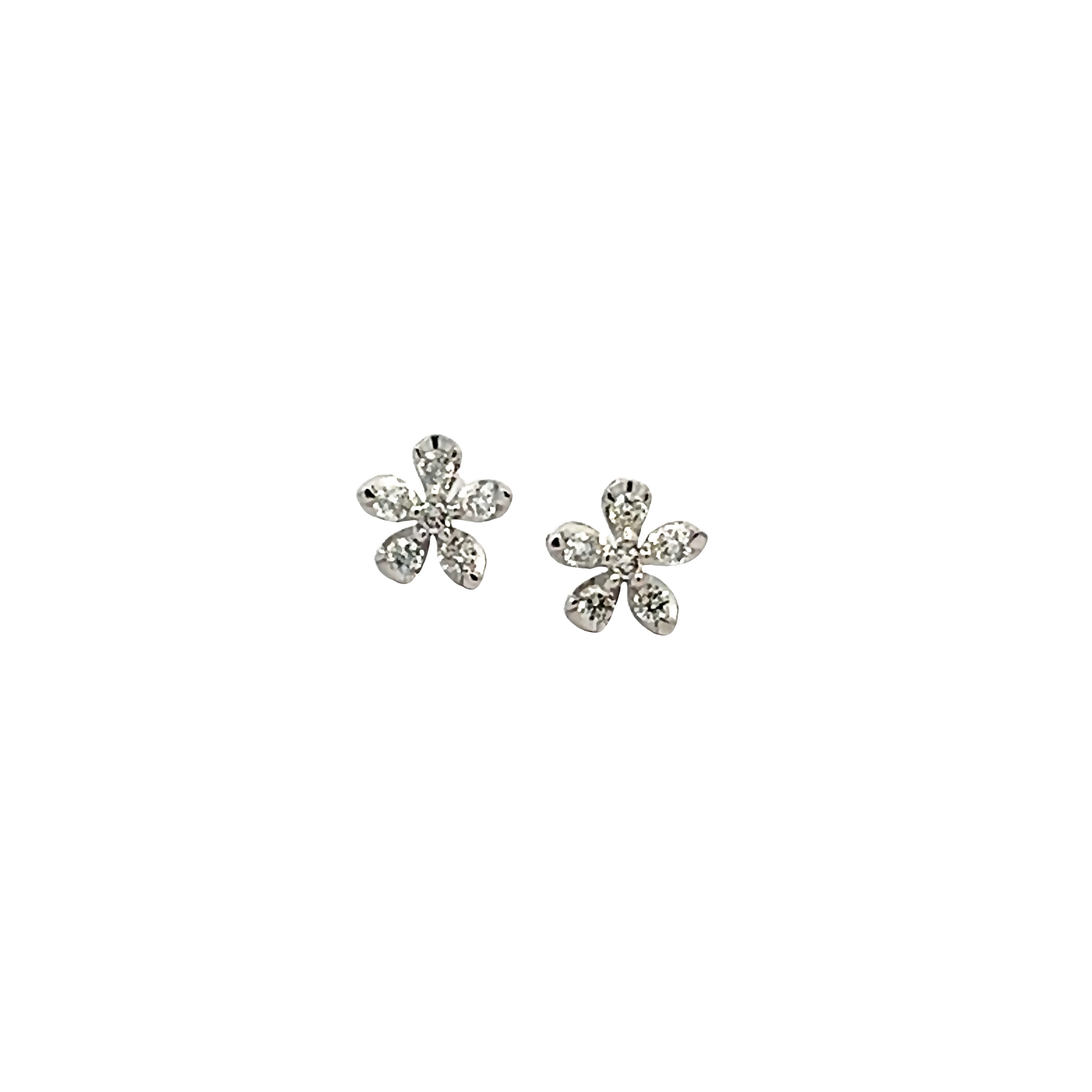 14k White Gold Flower Stud Earrings