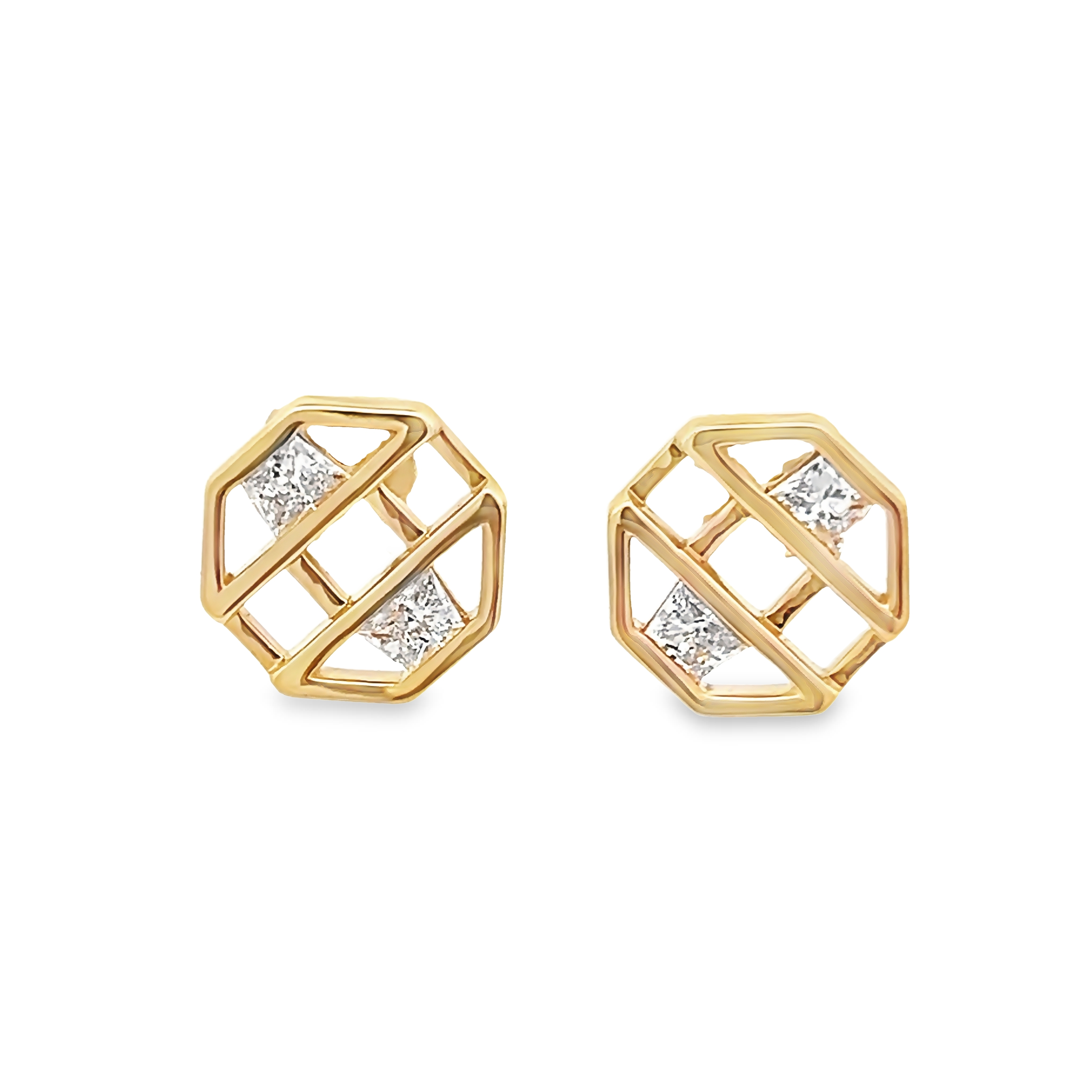 Gold geometric stud earrings hotsell