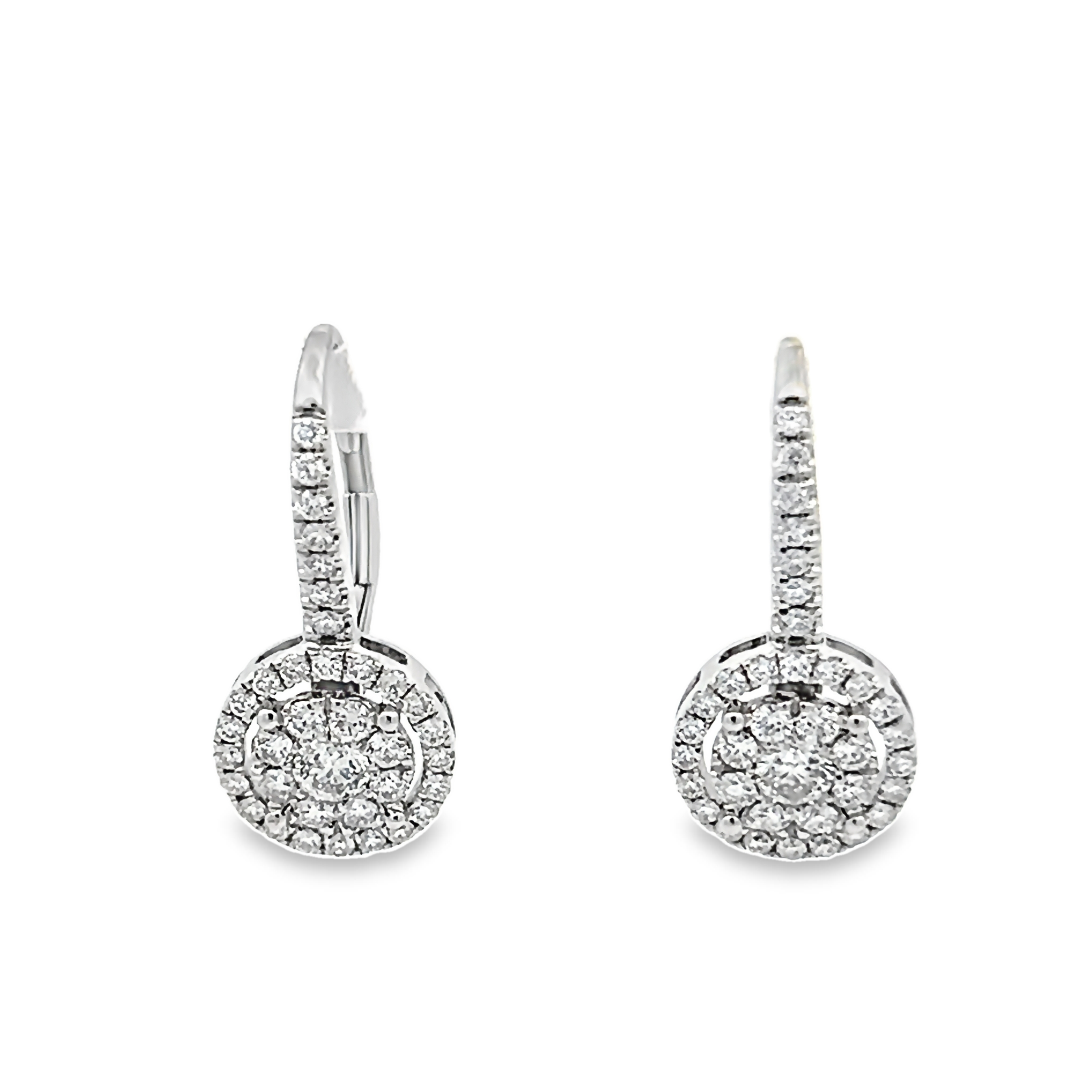 14k White Gold Diamond Dangle Earrings
