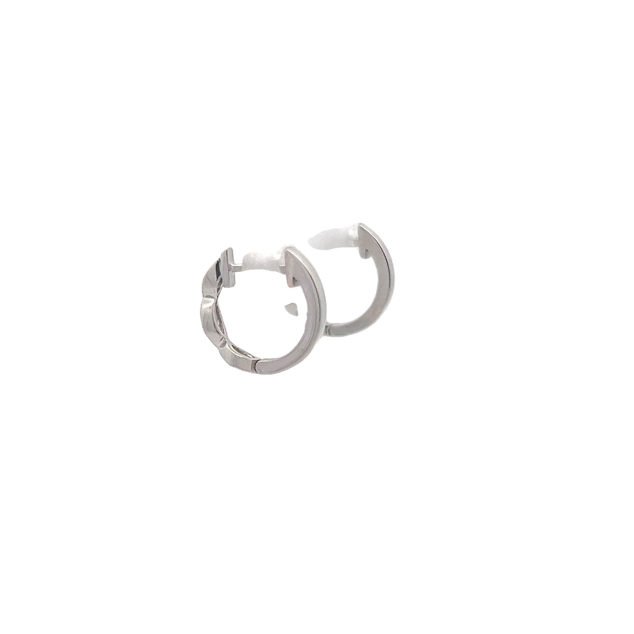 14k White Gold Diamond Hoops