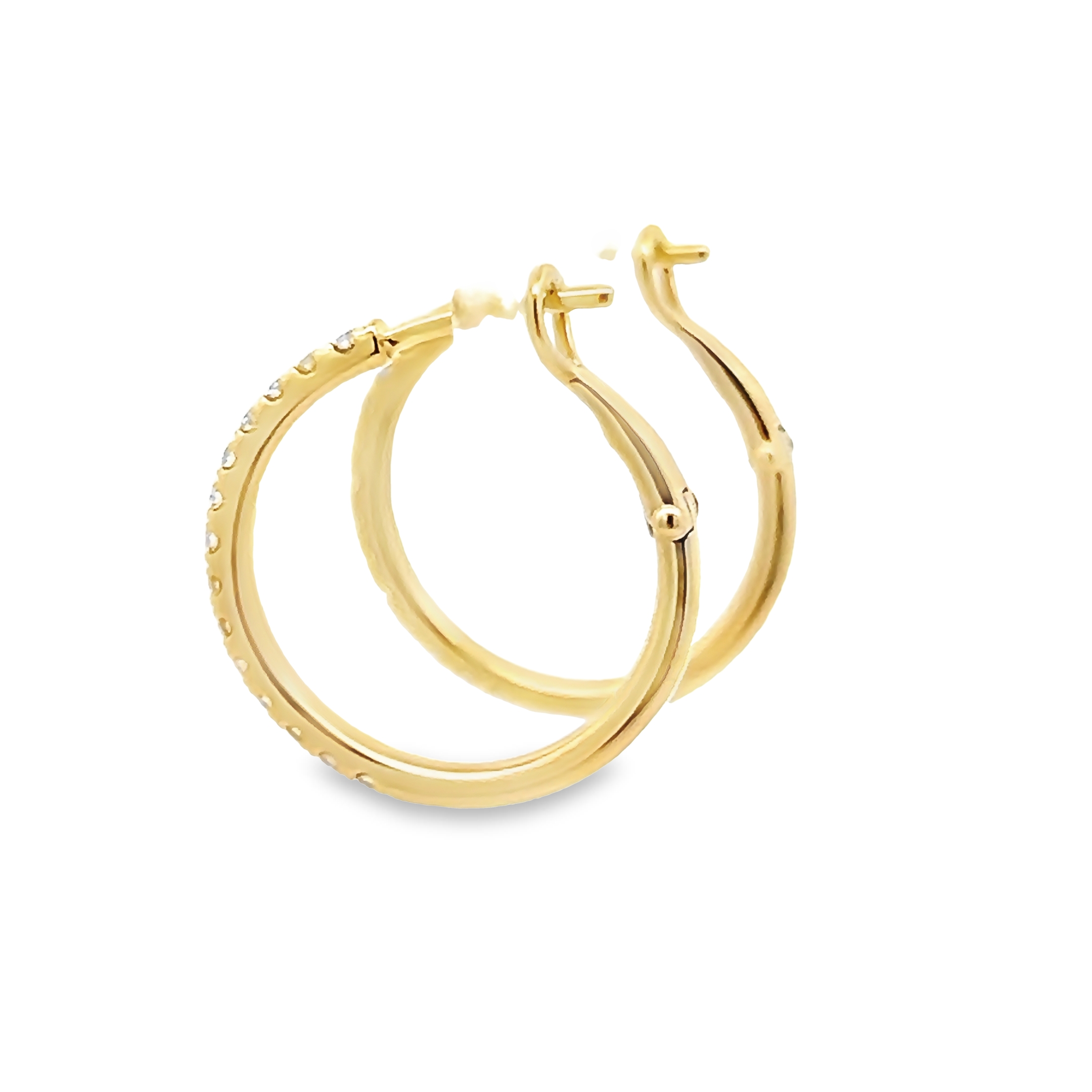 14k Yellow Gold Diamond Hoop Earrings
