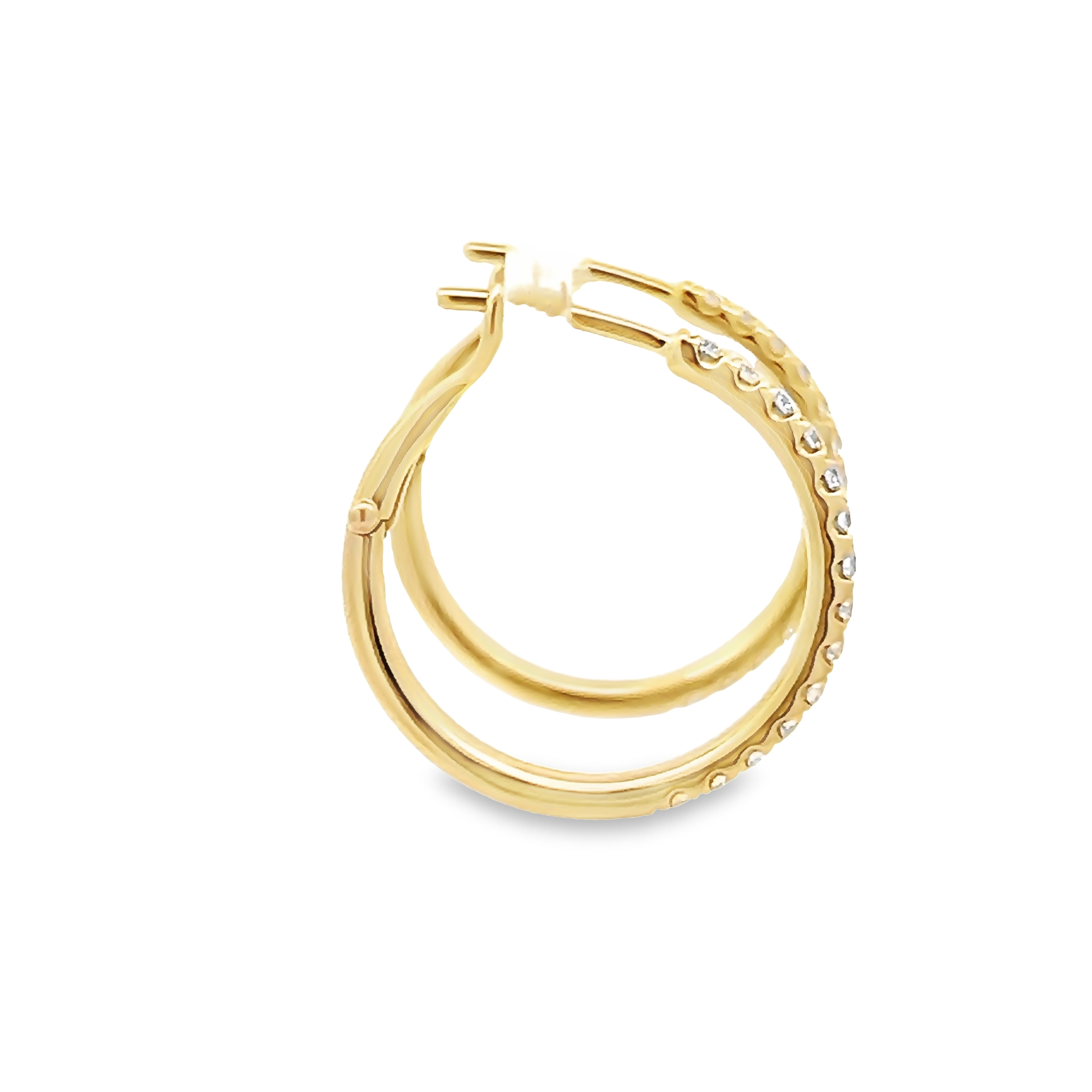 14k Yellow Gold Diamond Hoop Earrings
