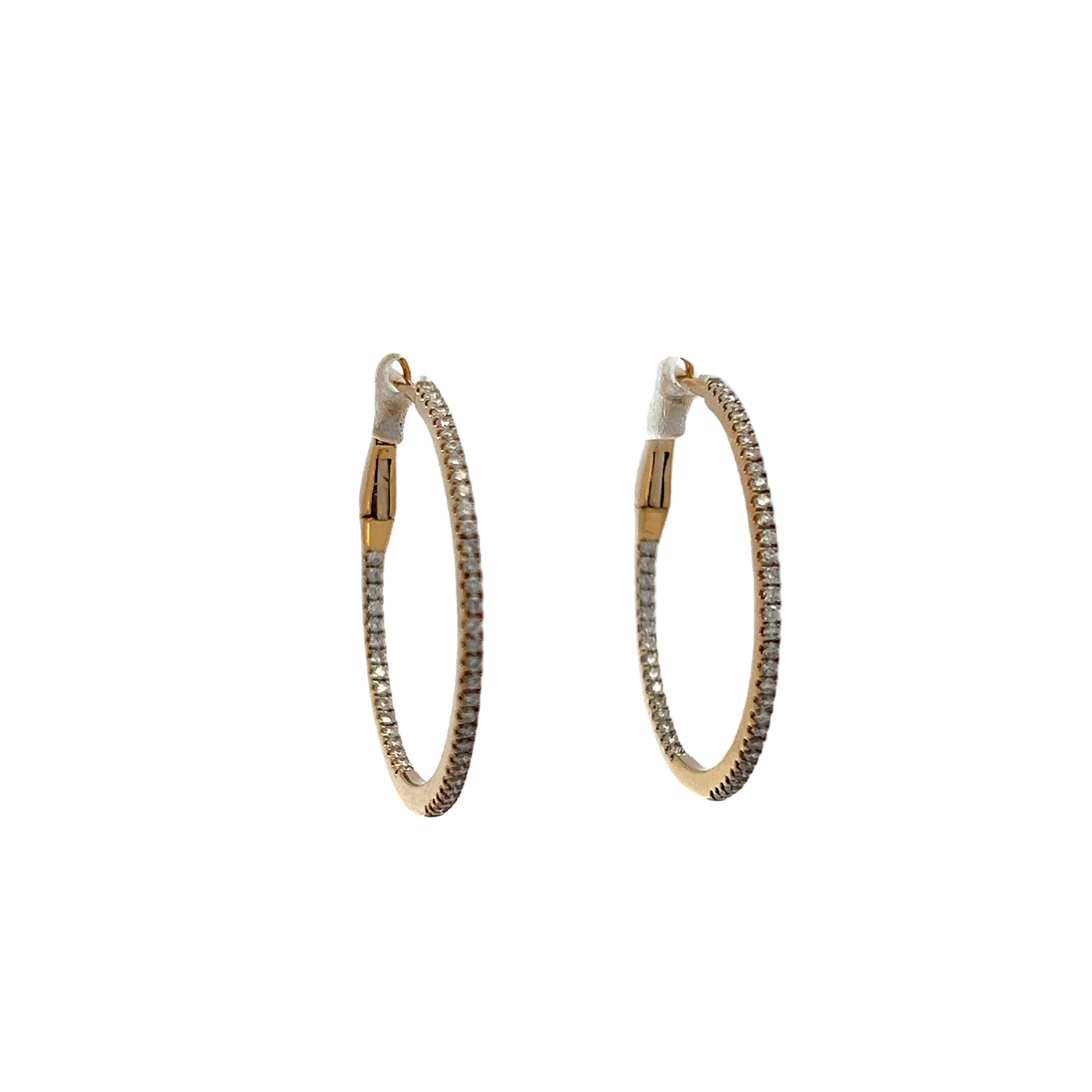 14k Yellow Gold Diamond Hoop Earrings