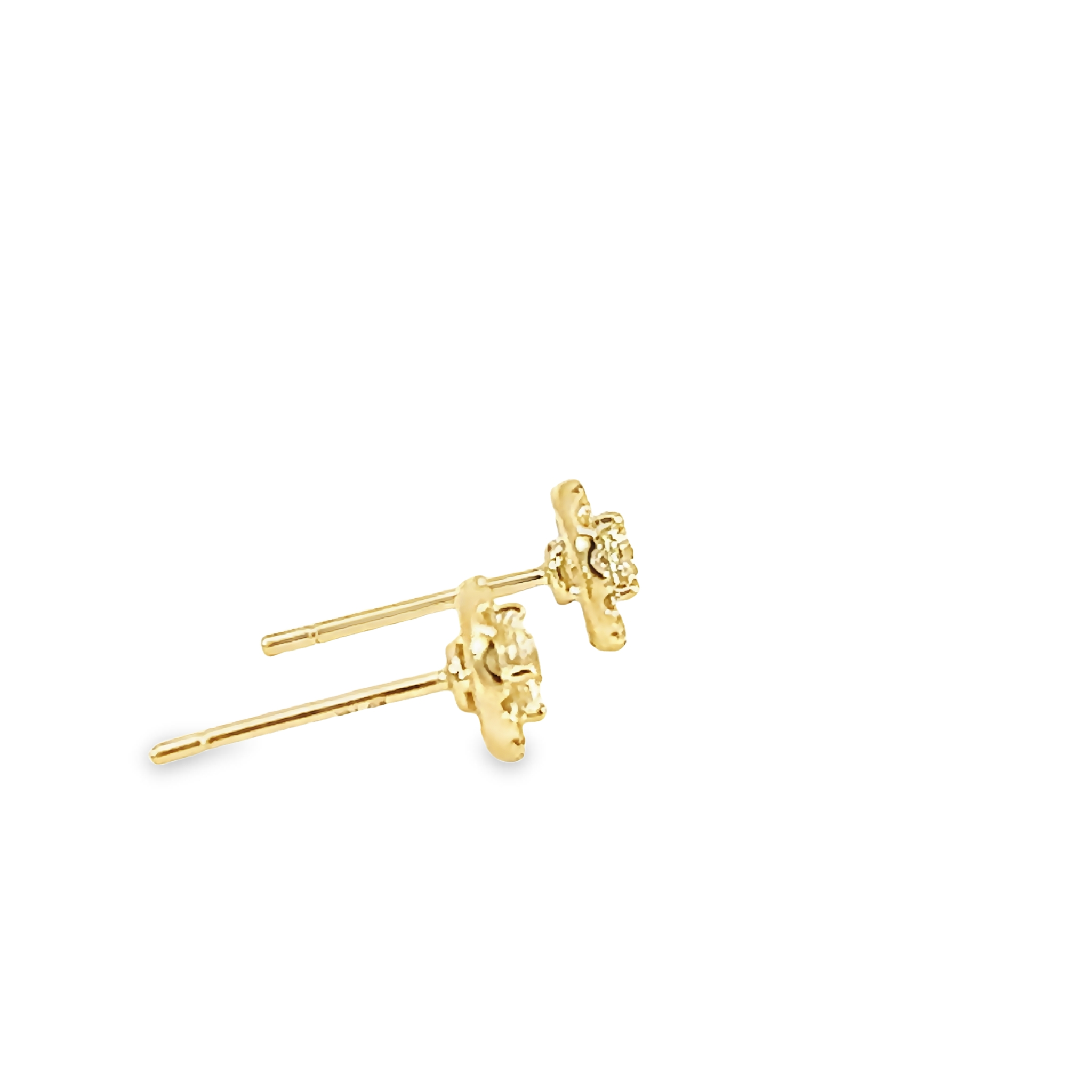 14k Yellow Gold Diamond Halo Studs