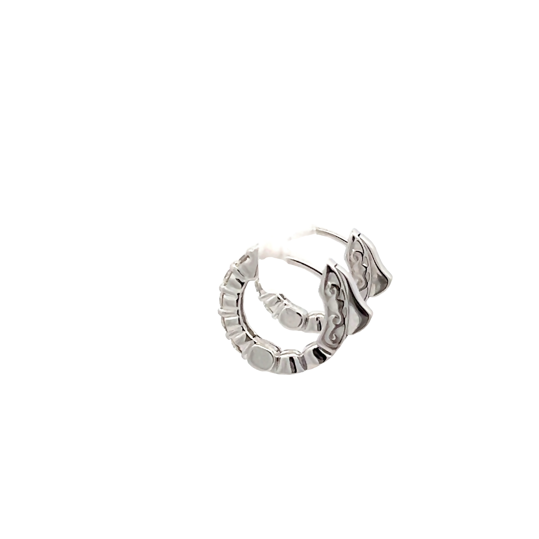 14k White Gold Diamond Hoop Earrings
