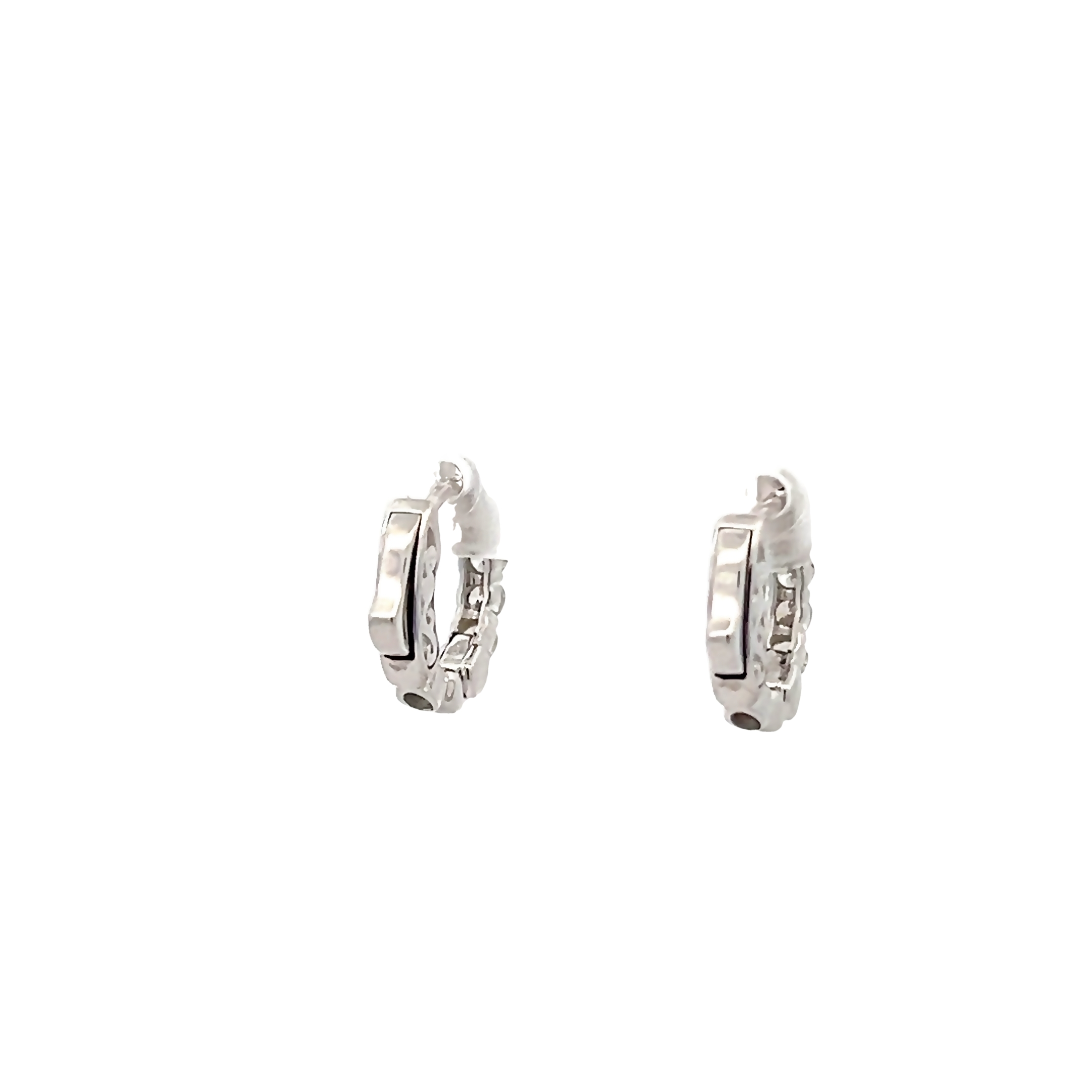 14k White Gold Diamond Hoop Earrings