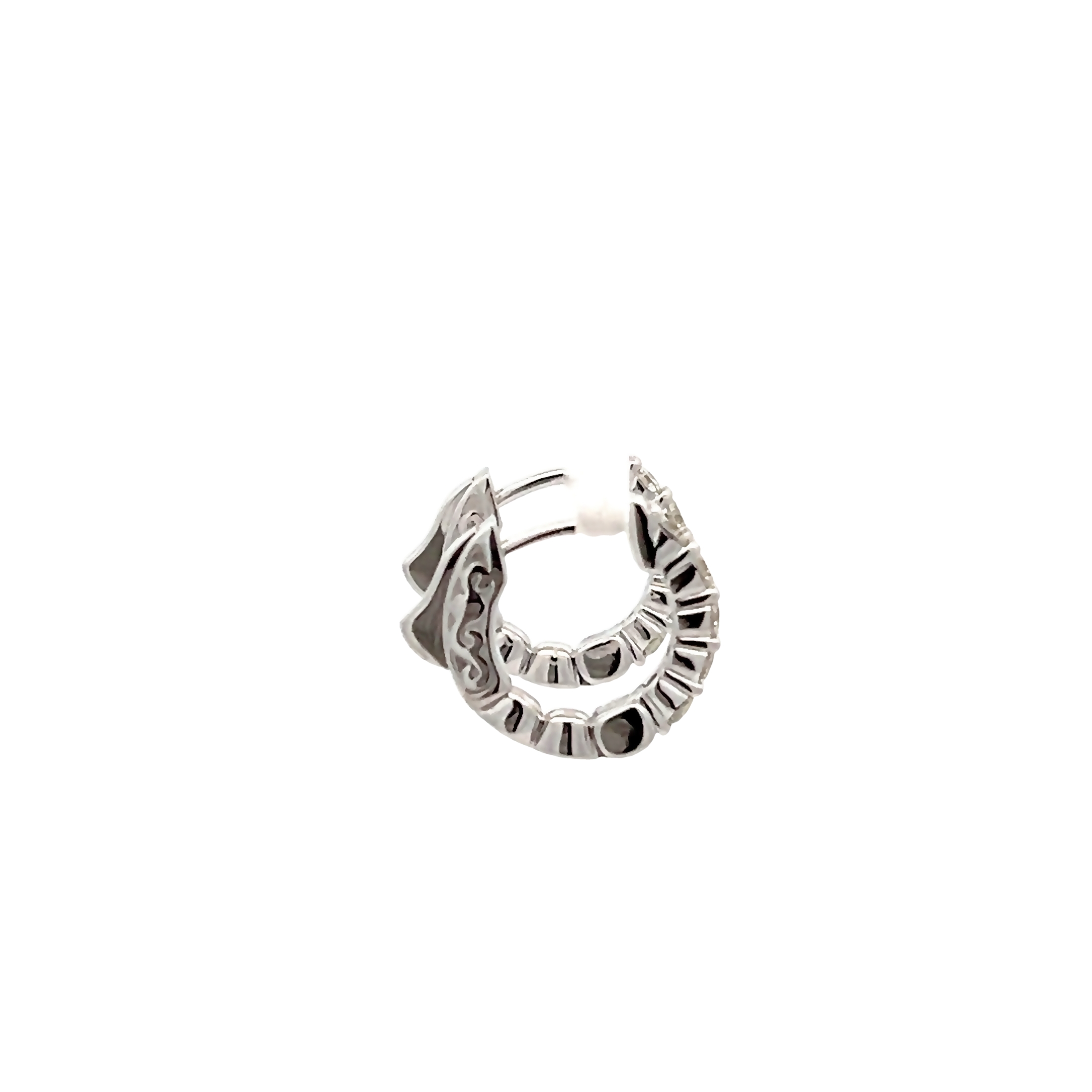 14k White Gold Diamond Hoop Earrings