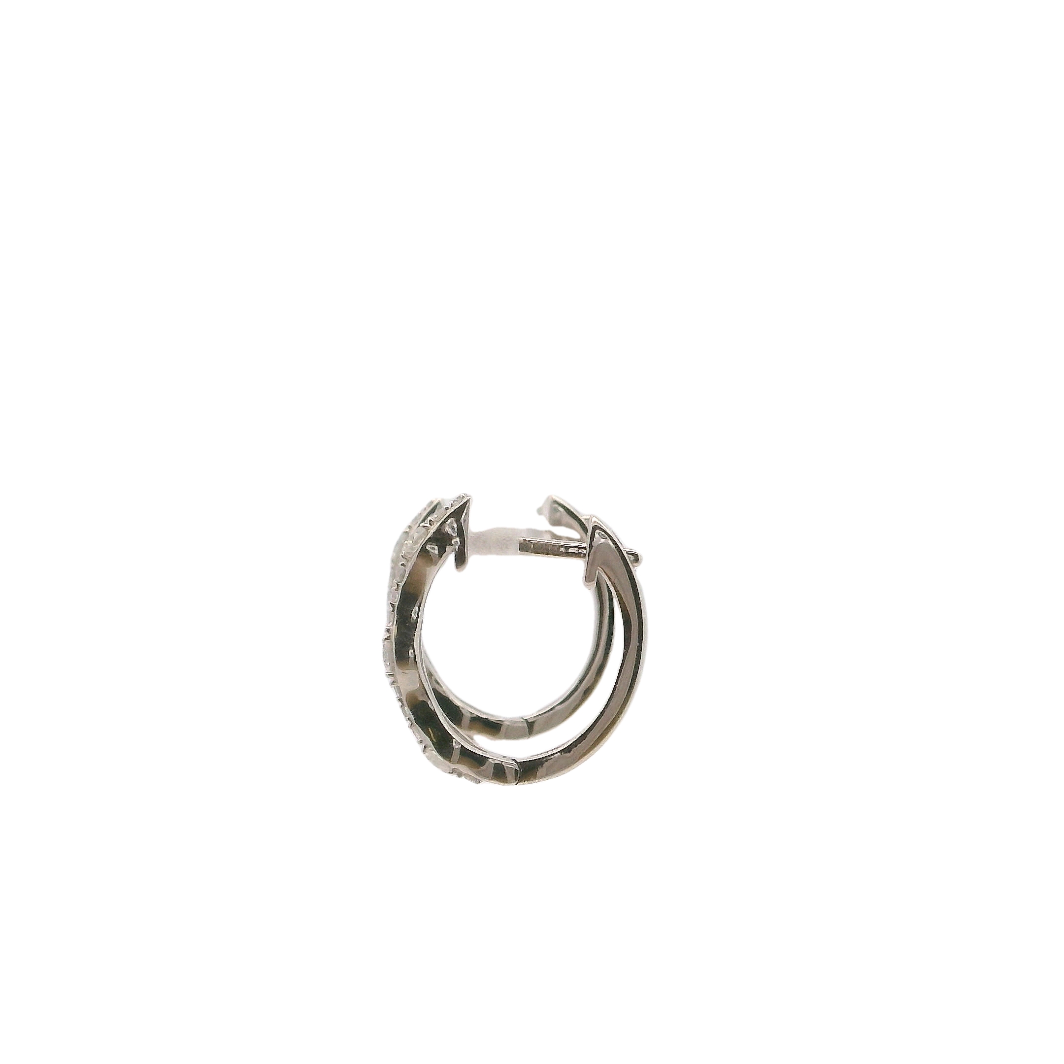 14k White Gold Diamond Hoop Earrings
