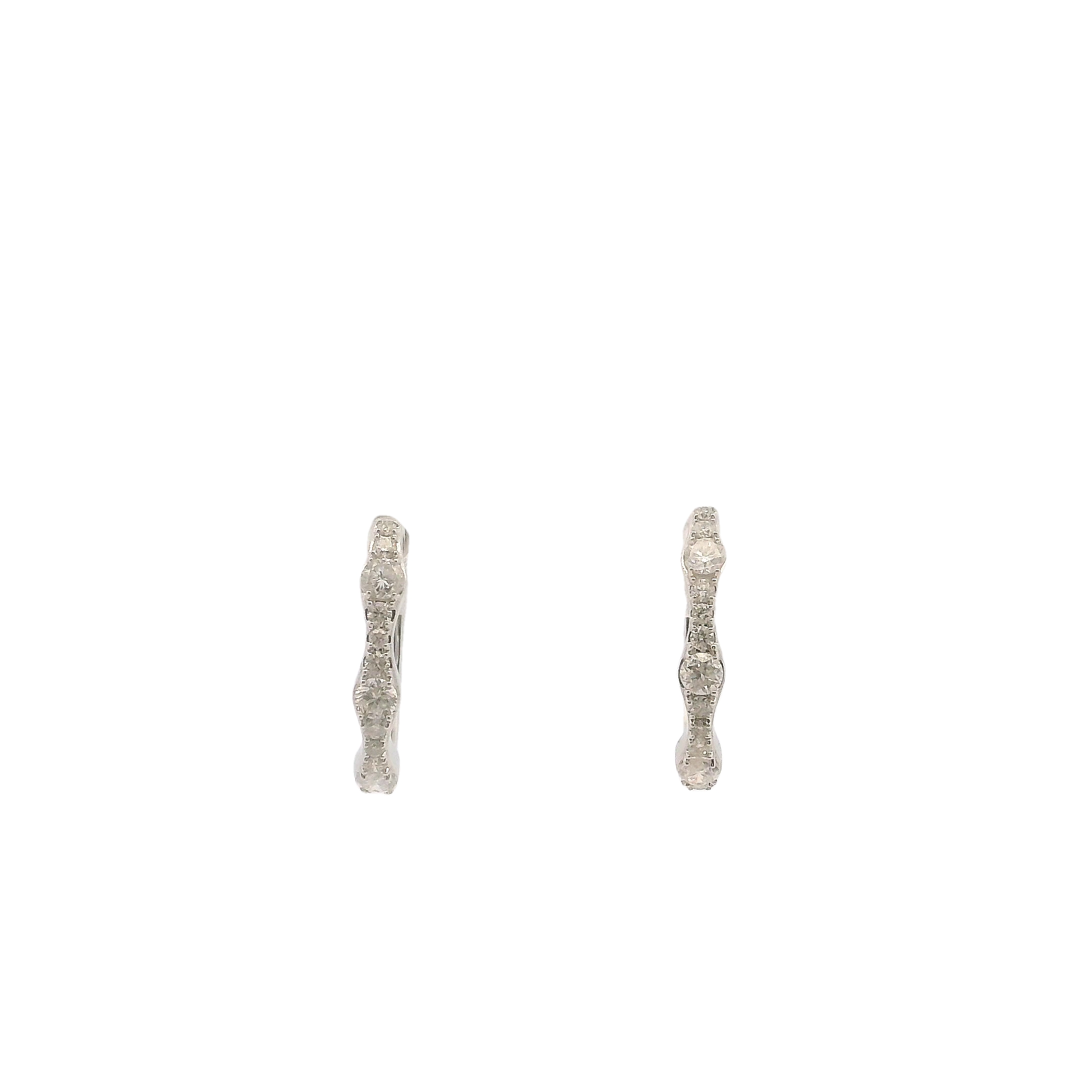 14k White Gold Diamond Hoop Earrings