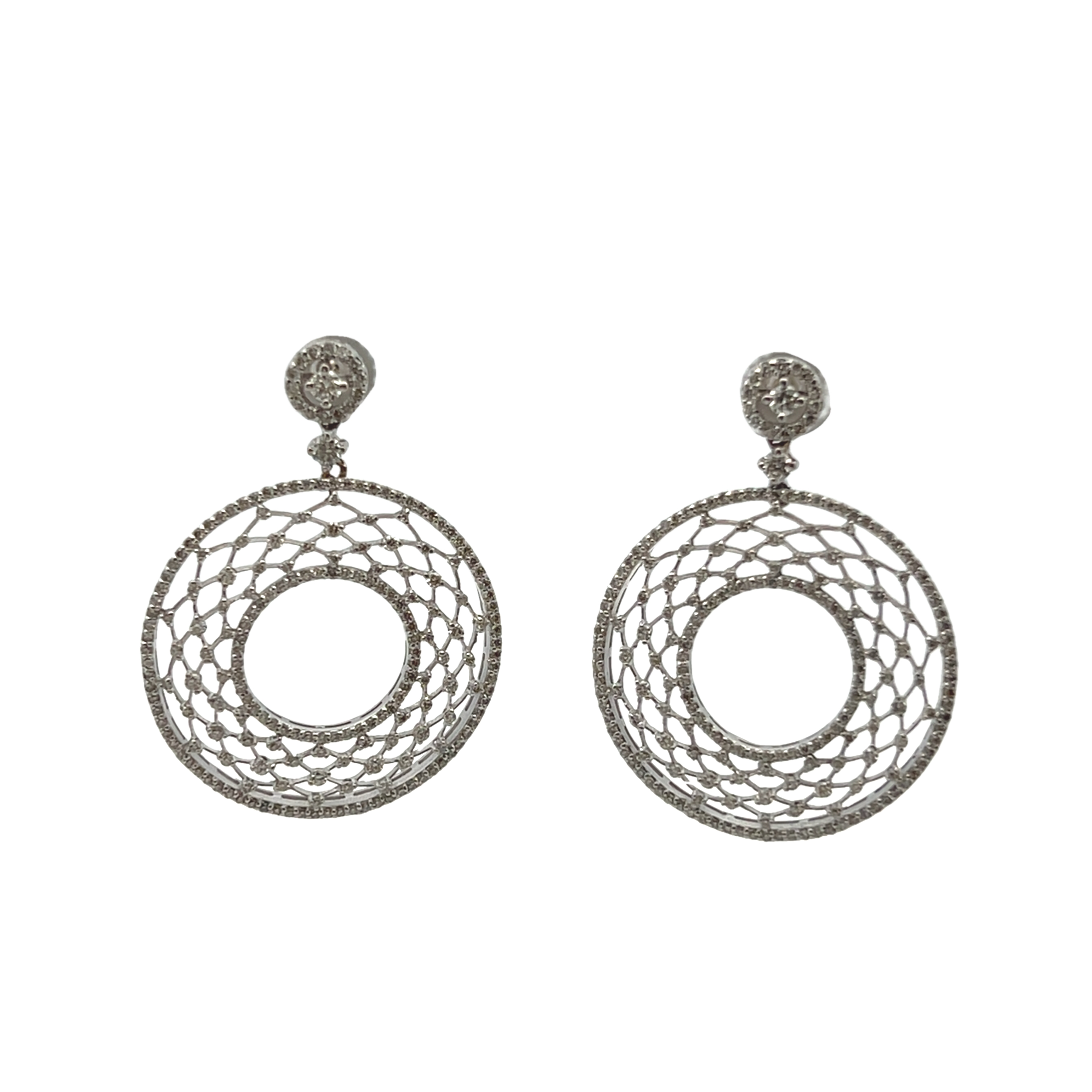 14k White Gold Diamond Statement Earrings