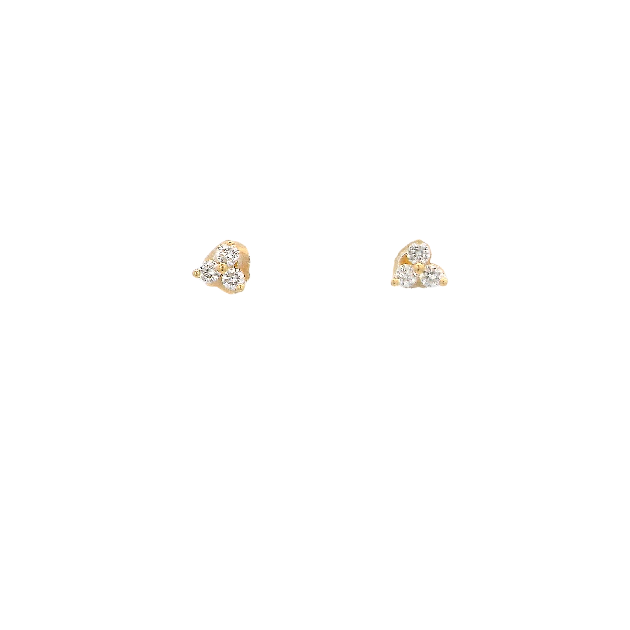 14k Yellow Gold Diamond Cluster Earrings
