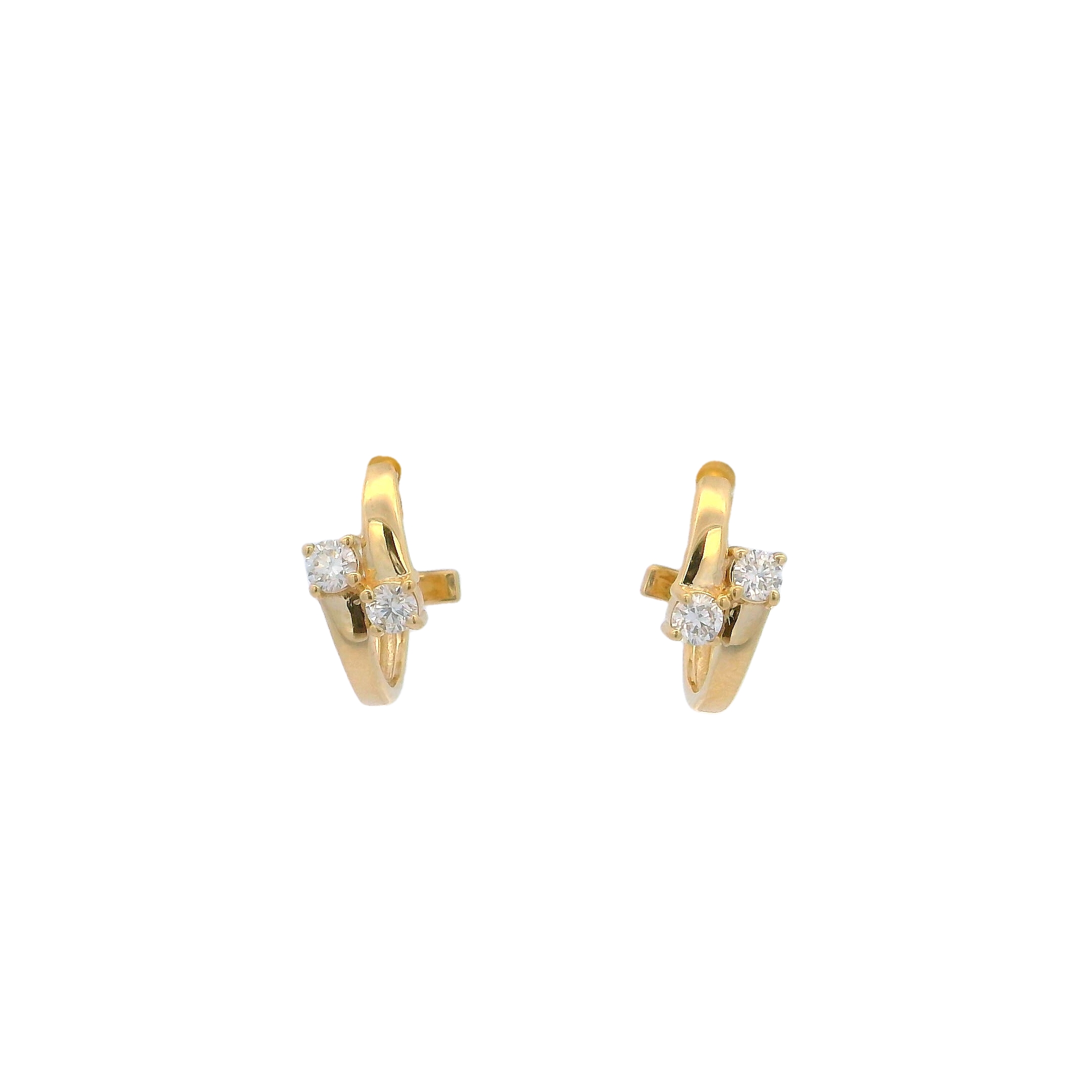 14k Yellow Gold Hoop Earrings With Diamond Accents