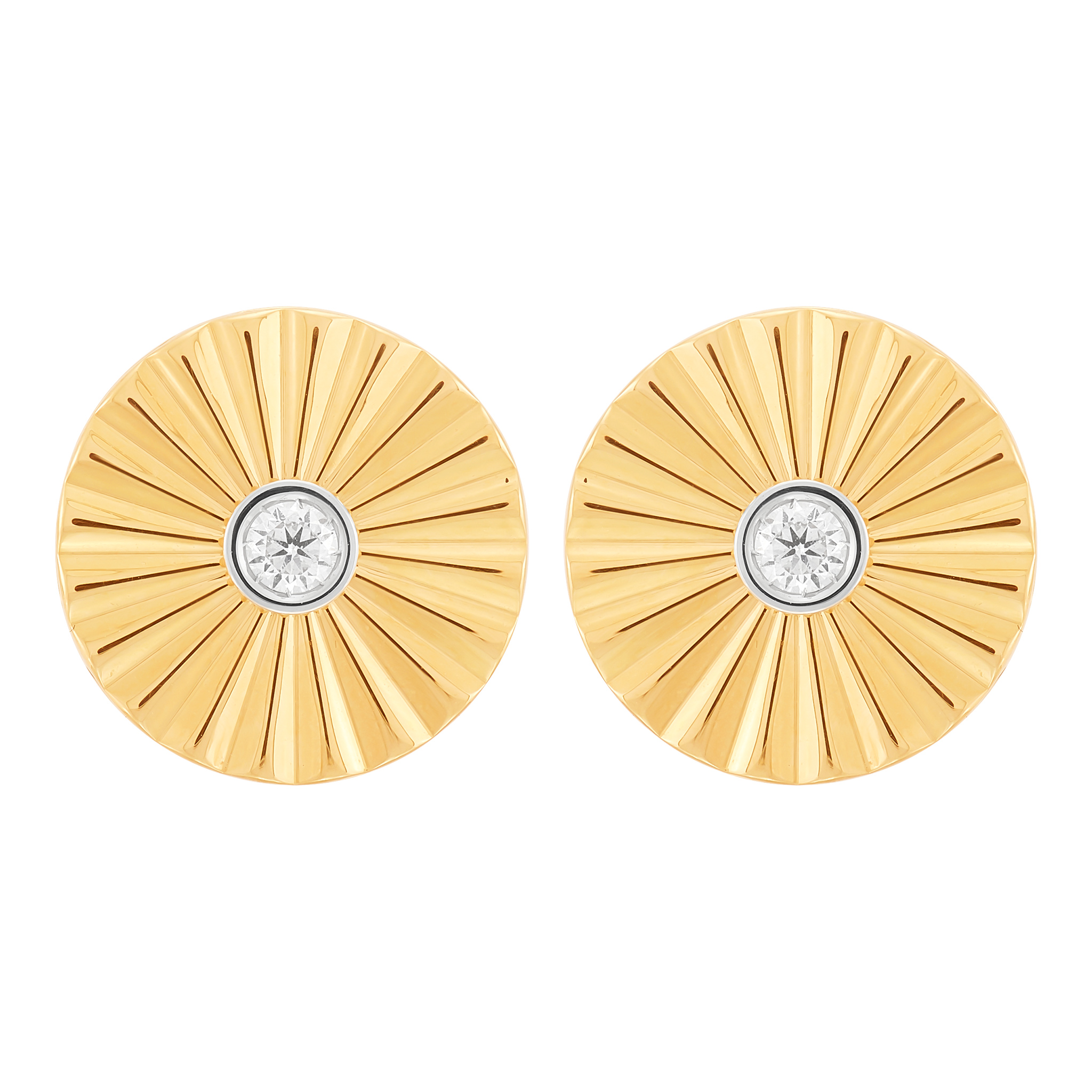 14k Gold Diamond Disc Stud Earrings
