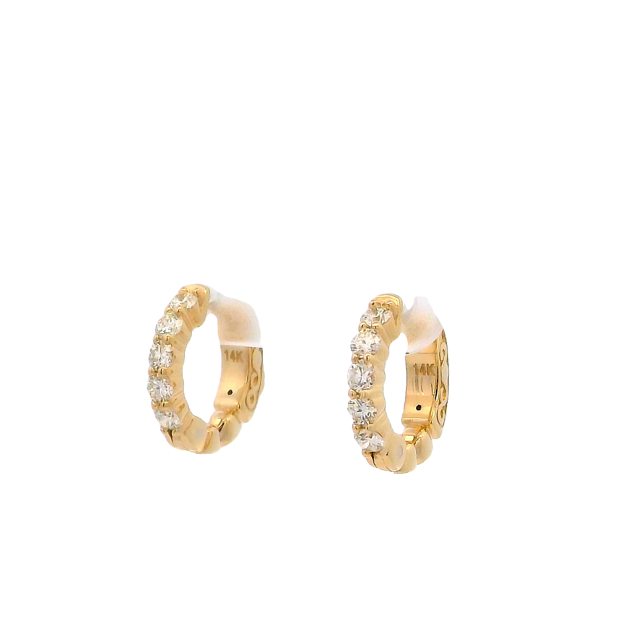 14k Yellow Gold Diamond Hoop Earrings