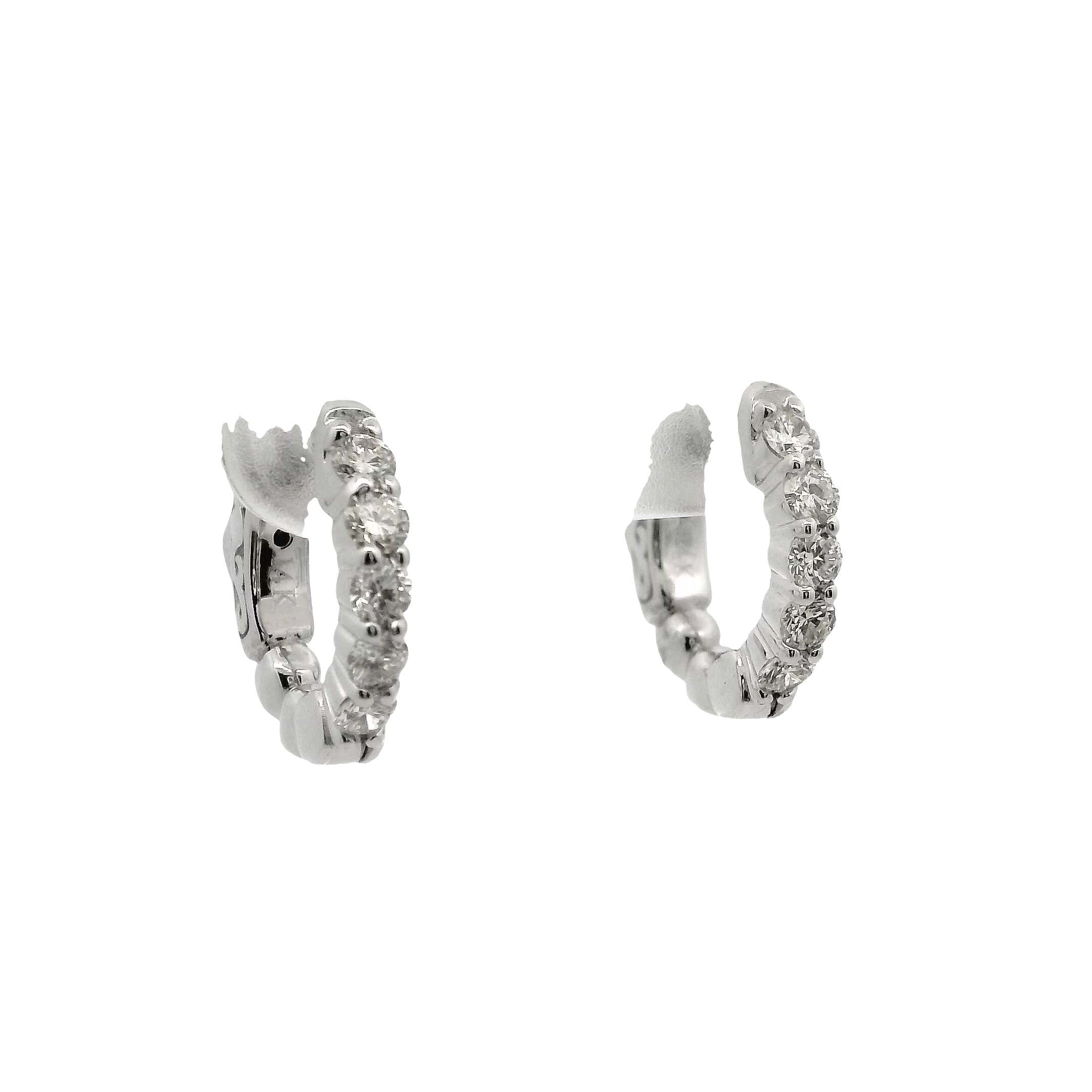 14k White Gold Diamond Hoop Earrings