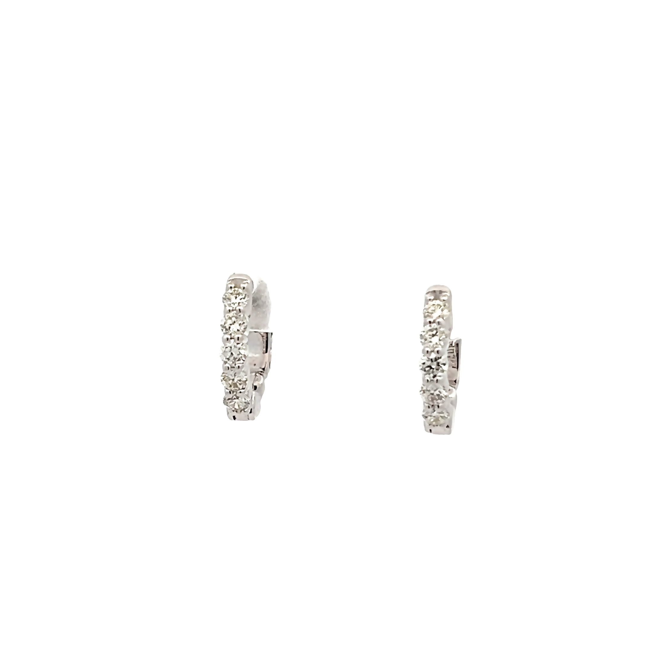 14k White Gold Diamond Hoop Earrings
