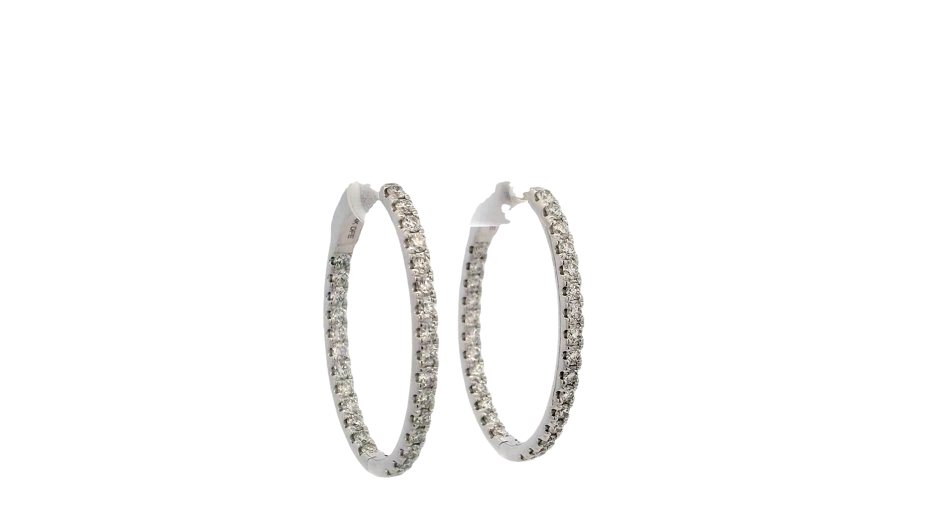 14k White Gold Diamond Hoop Earrings