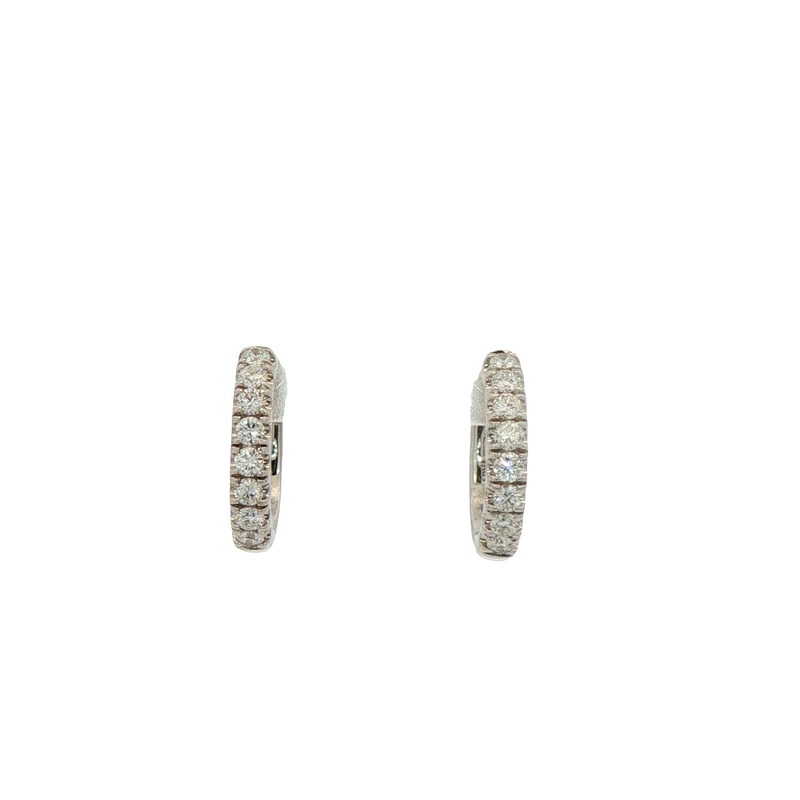 14k White Gold Diamond Hoop Earrings