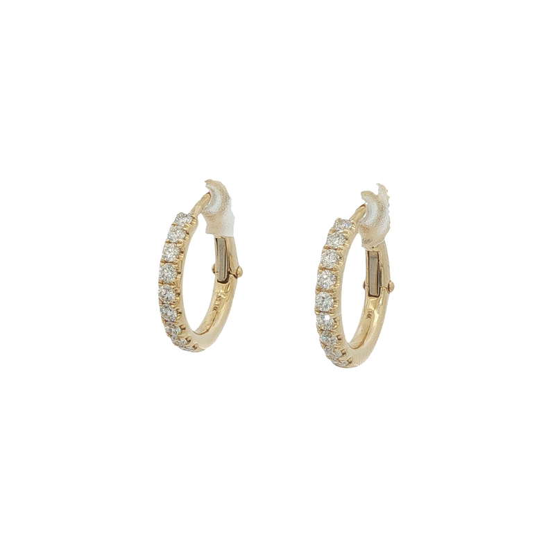 14k Yellow Gold Diamond Hoop Earrings