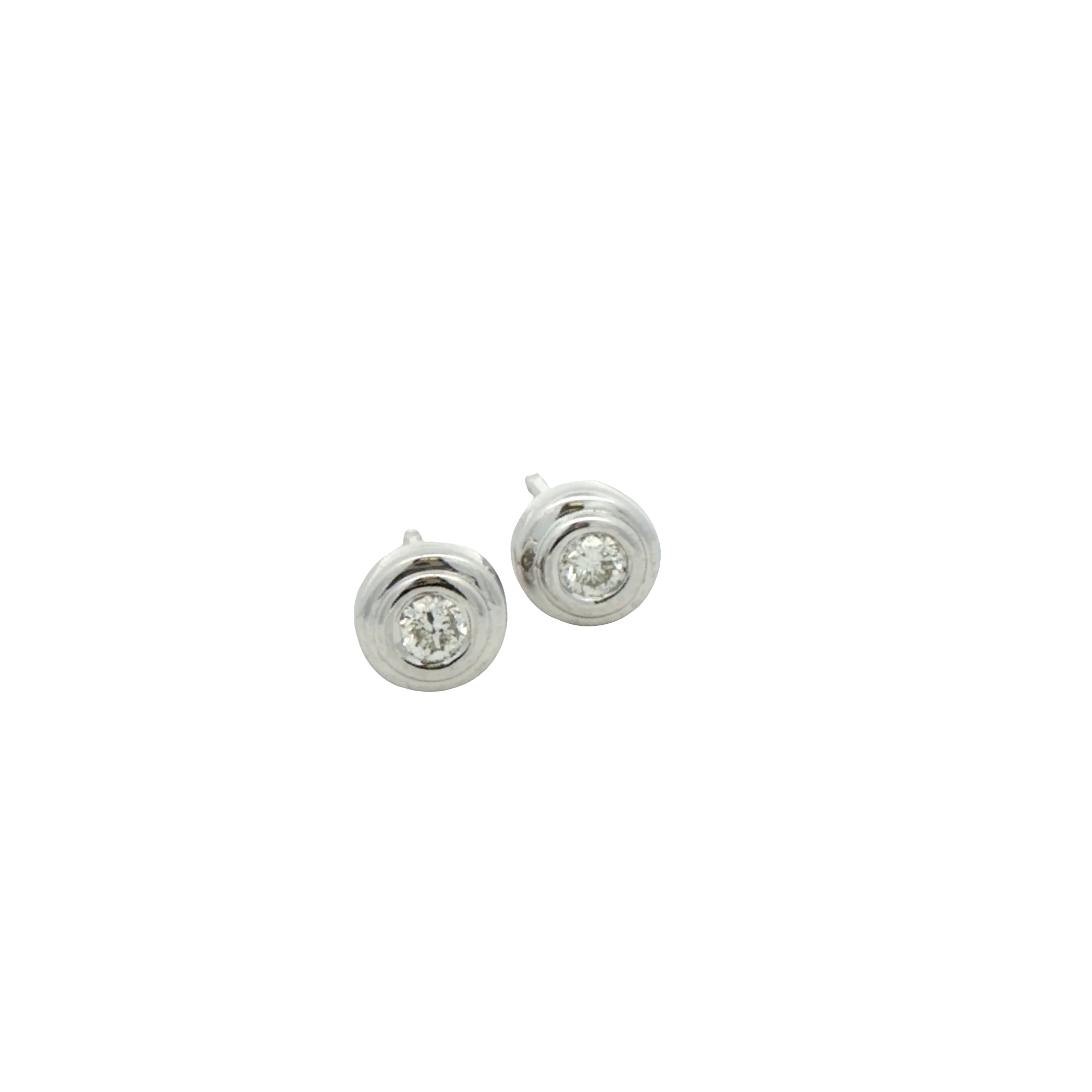 14k White Gold Bezel Set Diamond Earrings