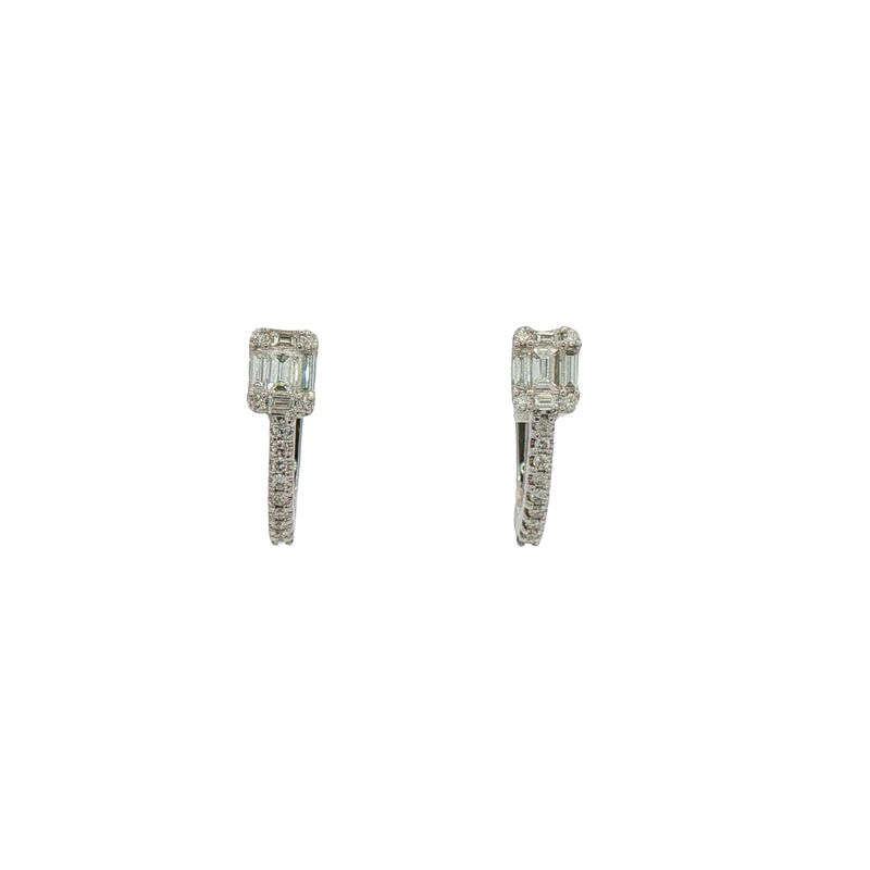 18k White Gold Diamond Huggie Earrings