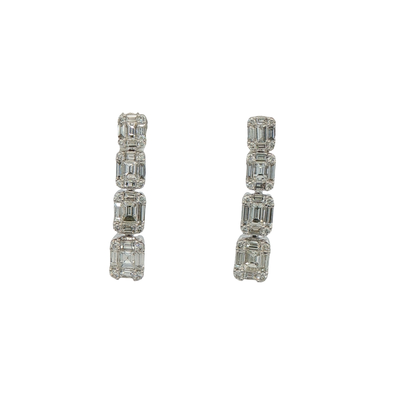 18k White Gold Diamond Dangle Earrings