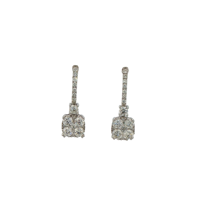 18k White Gold Diamond Dangle Earrings