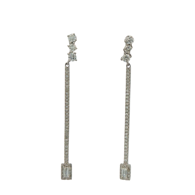 18k White Gold Diamond Dangle Earrings